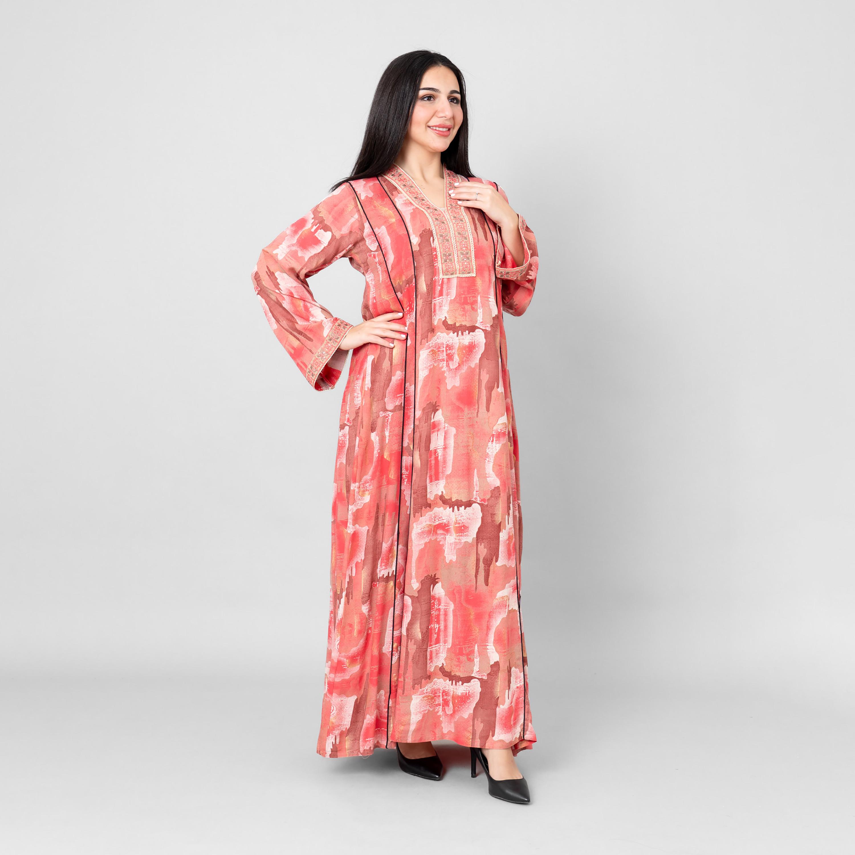 IKKXA Abstract Print Women's Jalabiya-women-arabicclothing-jalabiyas-image-1