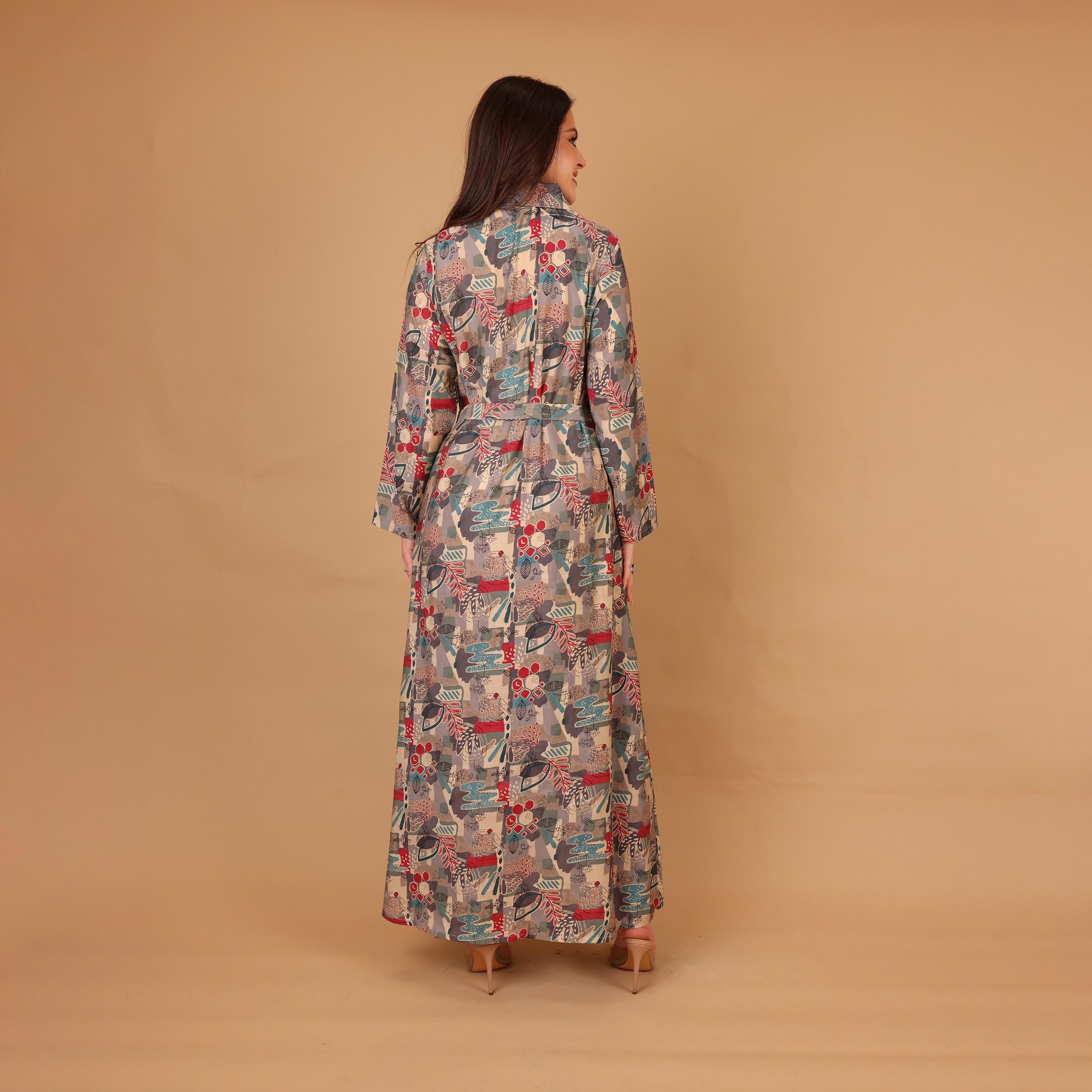 IKKXA Printed & Beaded Collared Women's Shirt Style Jalabiya-women-arabicclothing-jalabiyas-image-5