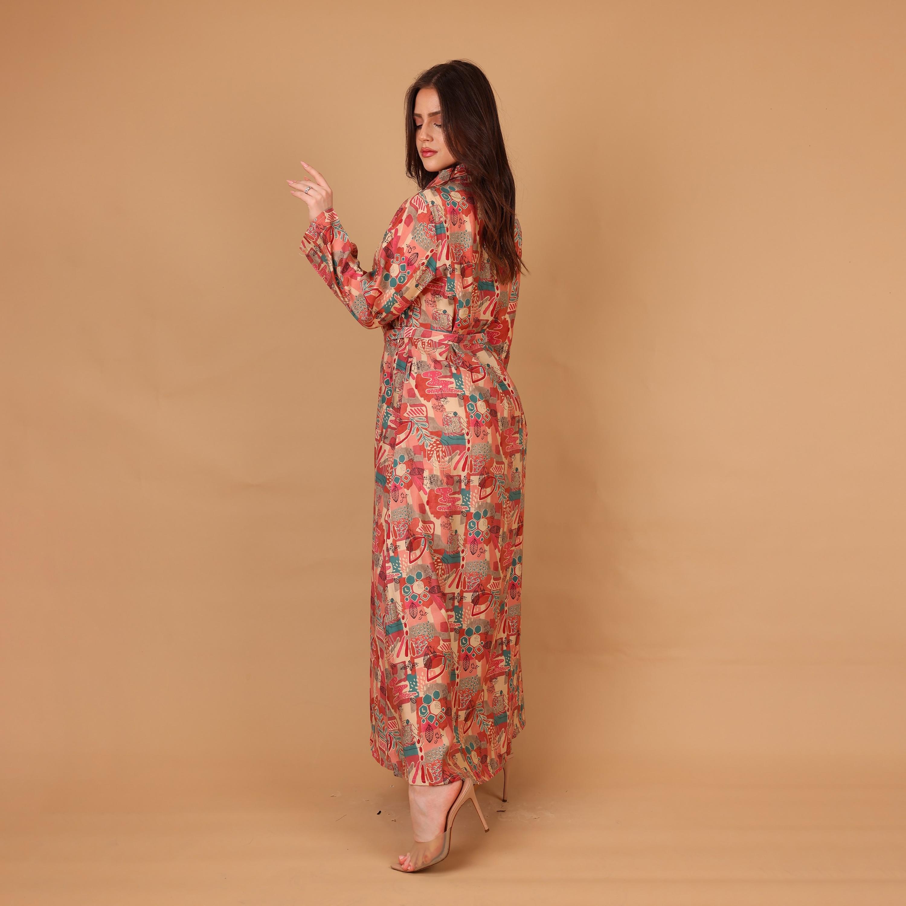 IKKXA Printed & Beaded Collared Women's Shirt Style Jalabiya-women-arabicclothing-jalabiyas-image-4