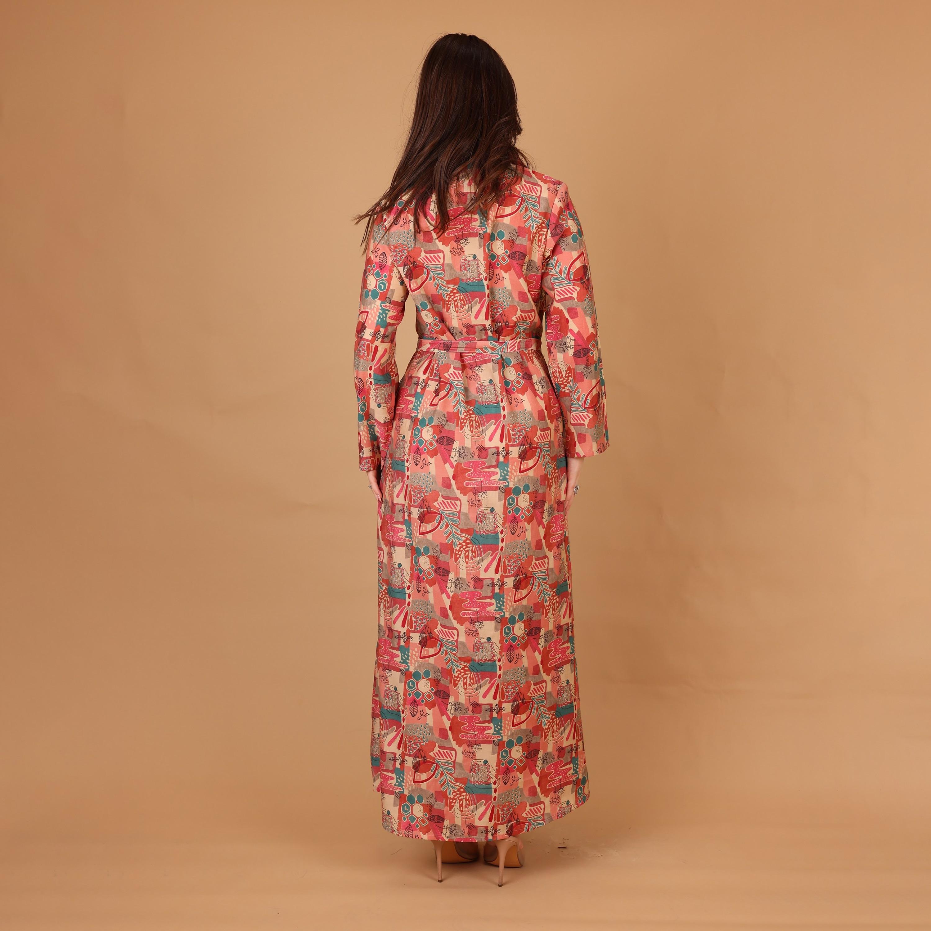 IKKXA Printed & Beaded Collared Women's Shirt Style Jalabiya-women-arabicclothing-jalabiyas-image-5