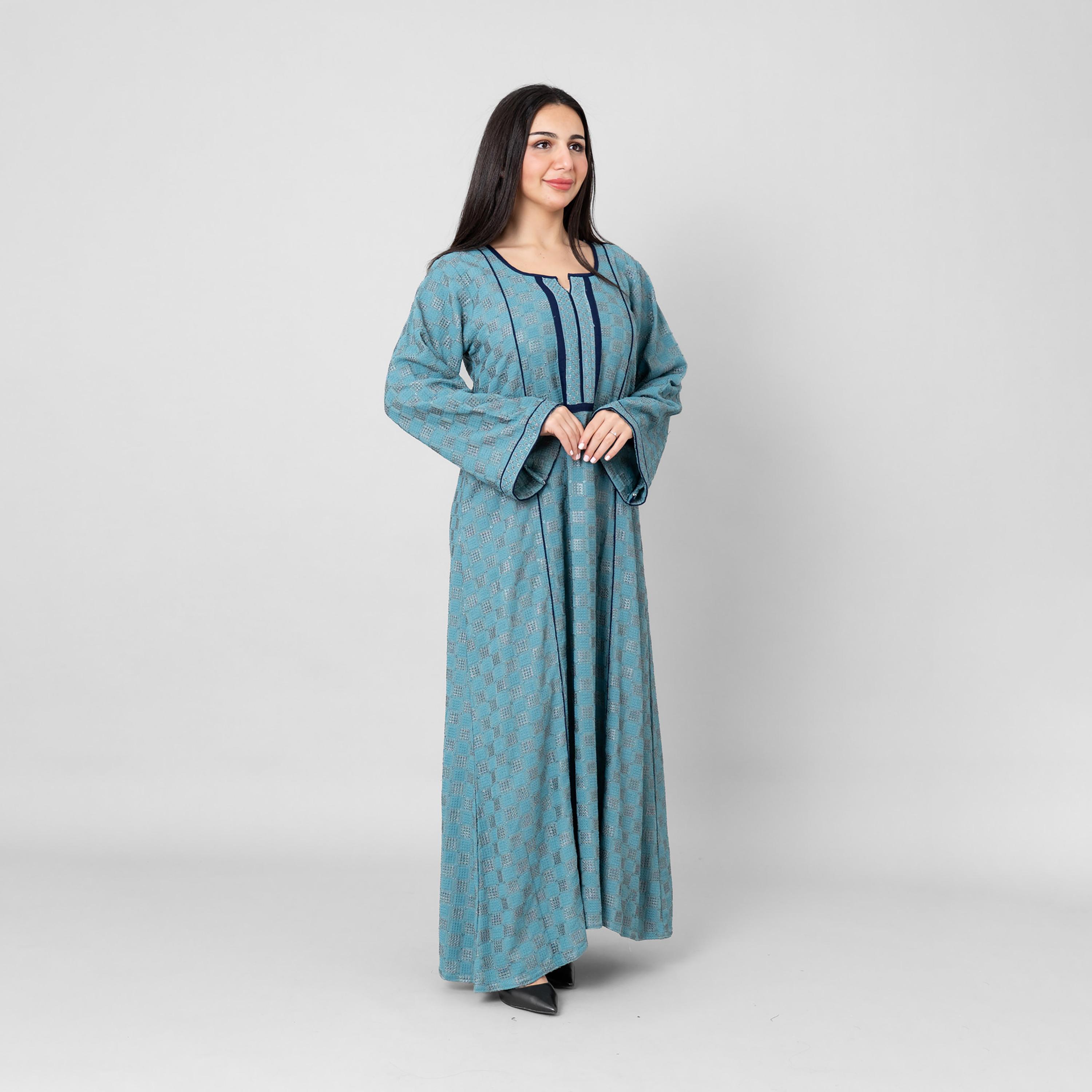 جلابية سهرة نسائية بأكمام "فليرد" واسعة وتطريز "جيوميتريك" من إككسا-women-arabicclothing-jalabiyas-image-3