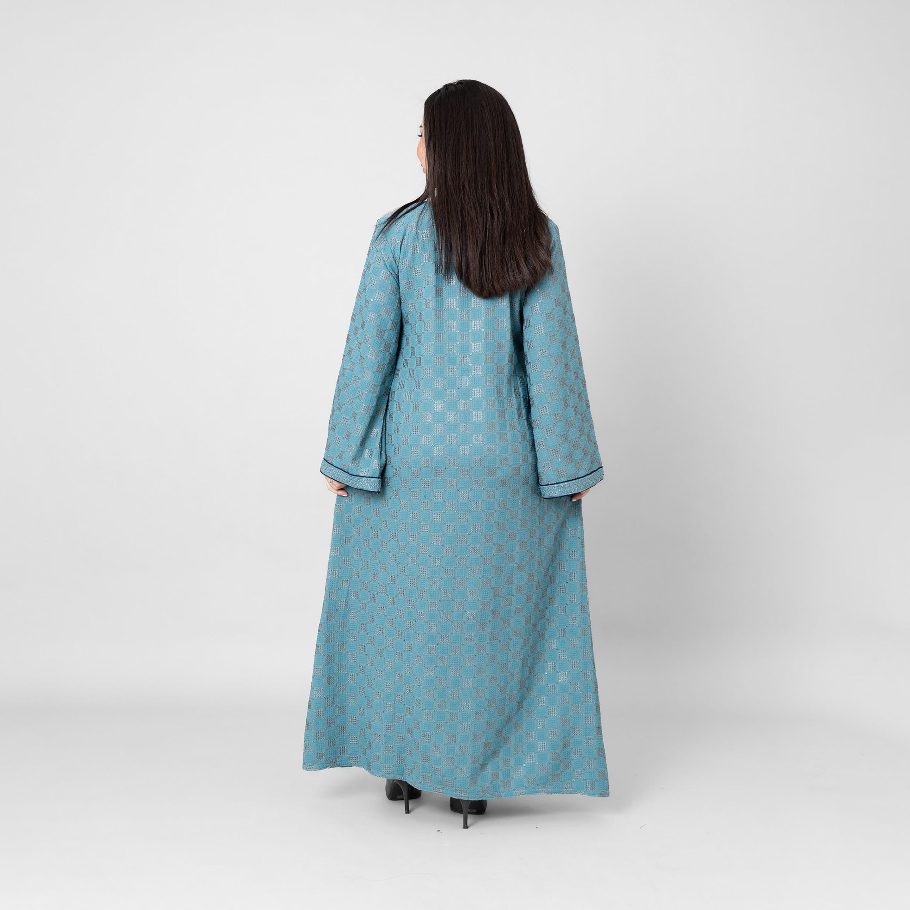 جلابية سهرة نسائية بأكمام "فليرد" واسعة وتطريز "جيوميتريك" من إككسا-women-arabicclothing-jalabiyas-image-4