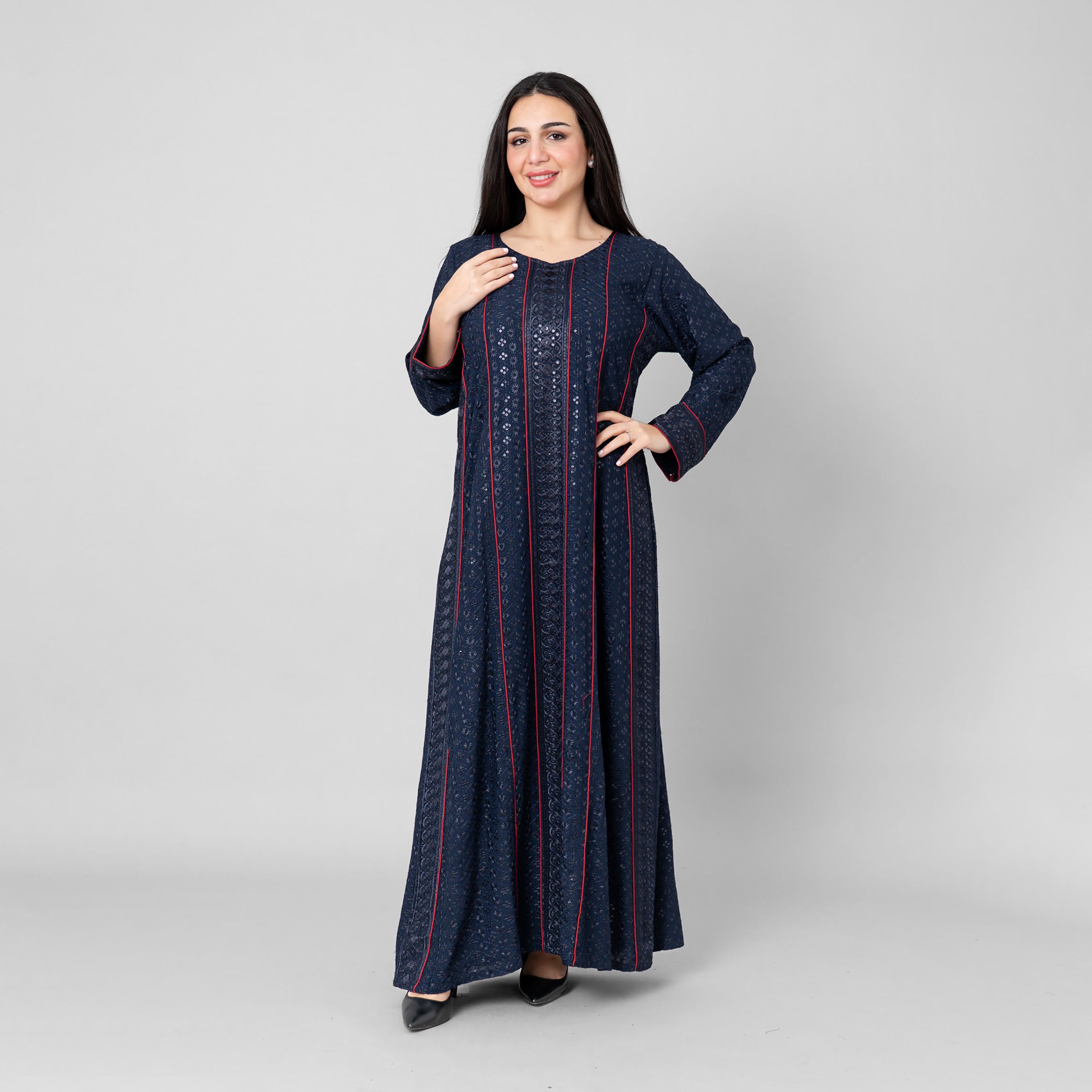 IKKXA Embroidered & Sequined Women's Evening Flared Jalabiya-women-arabicclothing-jalabiyas-image-1