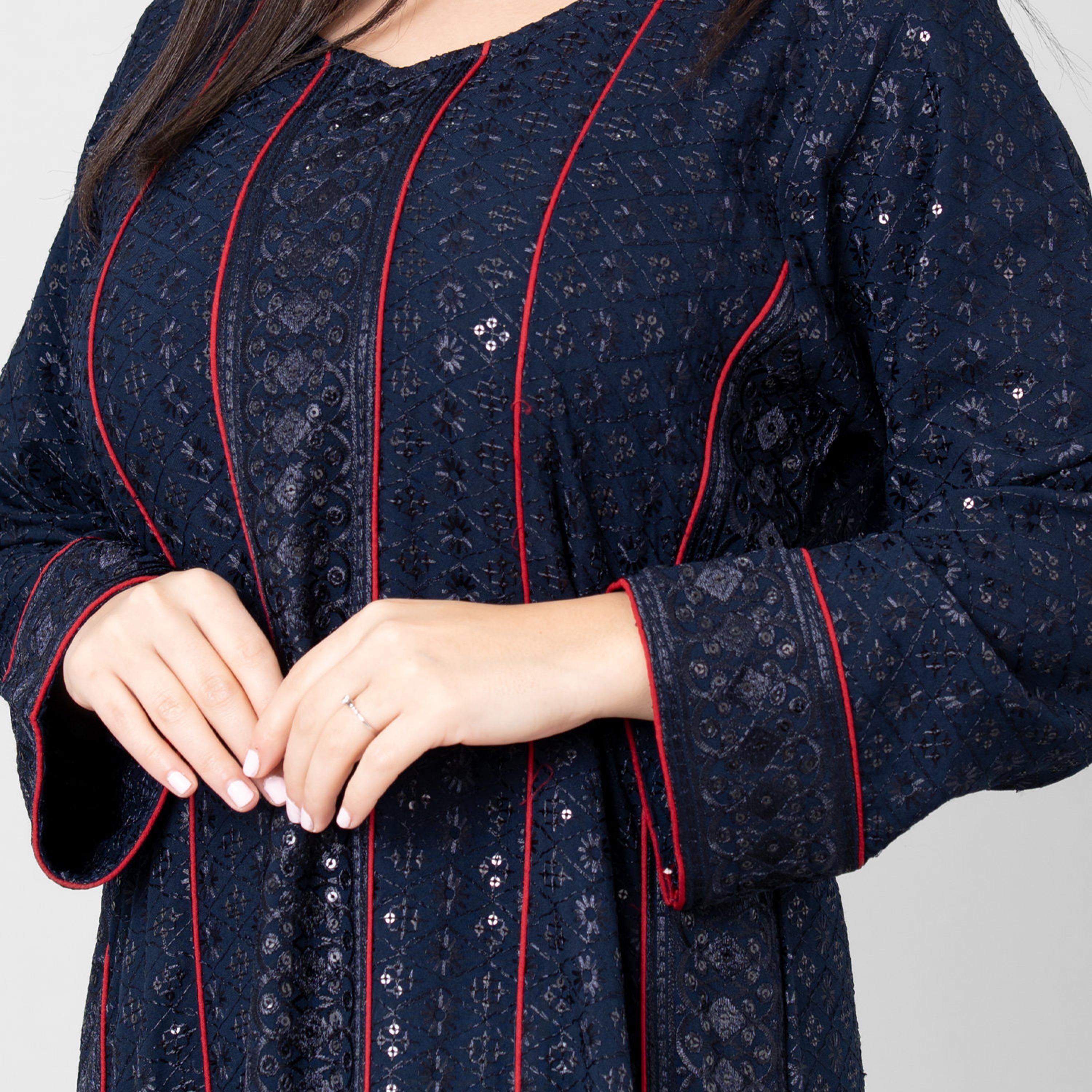 IKKXA Embroidered & Sequined Women's Evening Flared Jalabiya-women-arabicclothing-jalabiyas-image-2