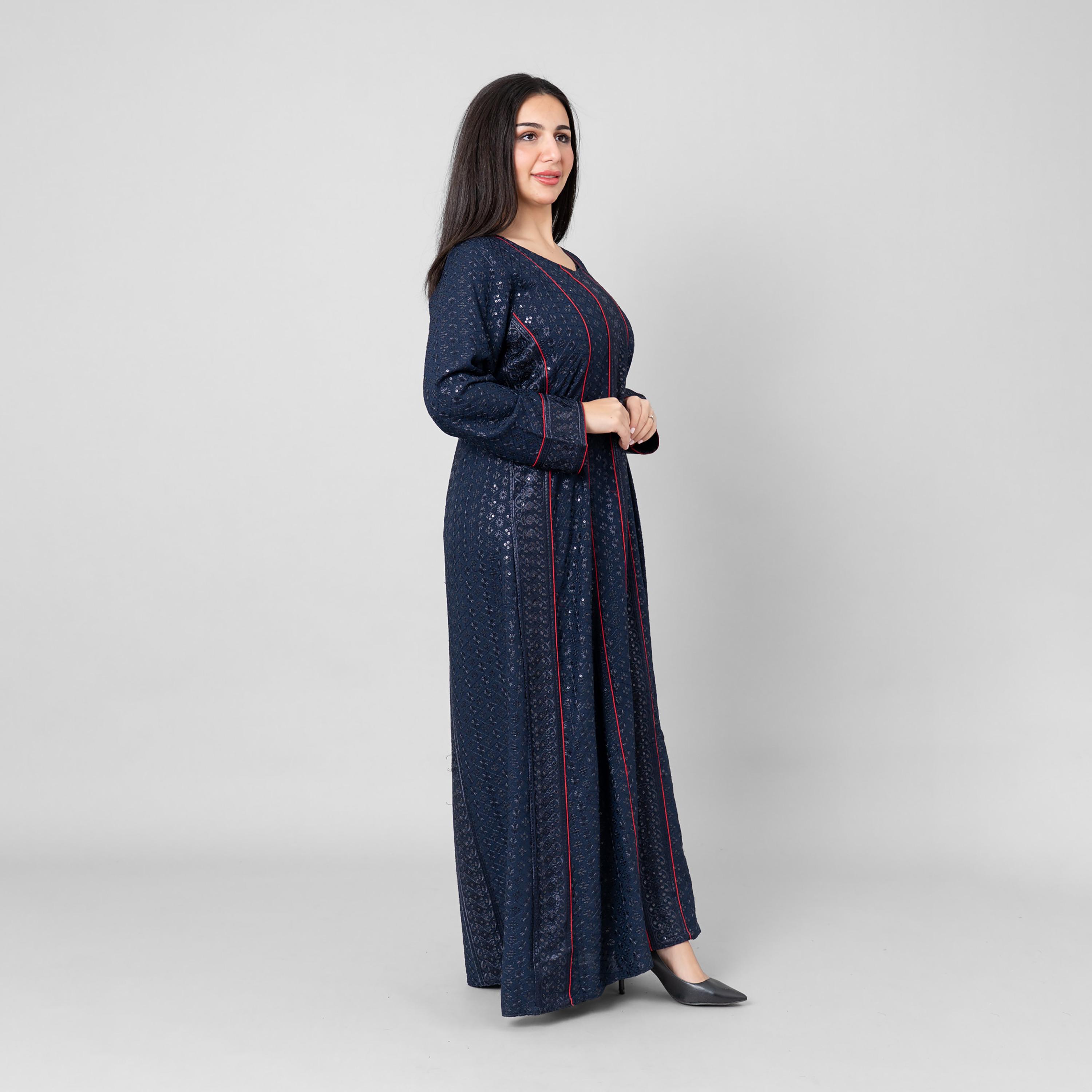 IKKXA Embroidered & Sequined Women's Evening Flared Jalabiya-women-arabicclothing-jalabiyas-image-3