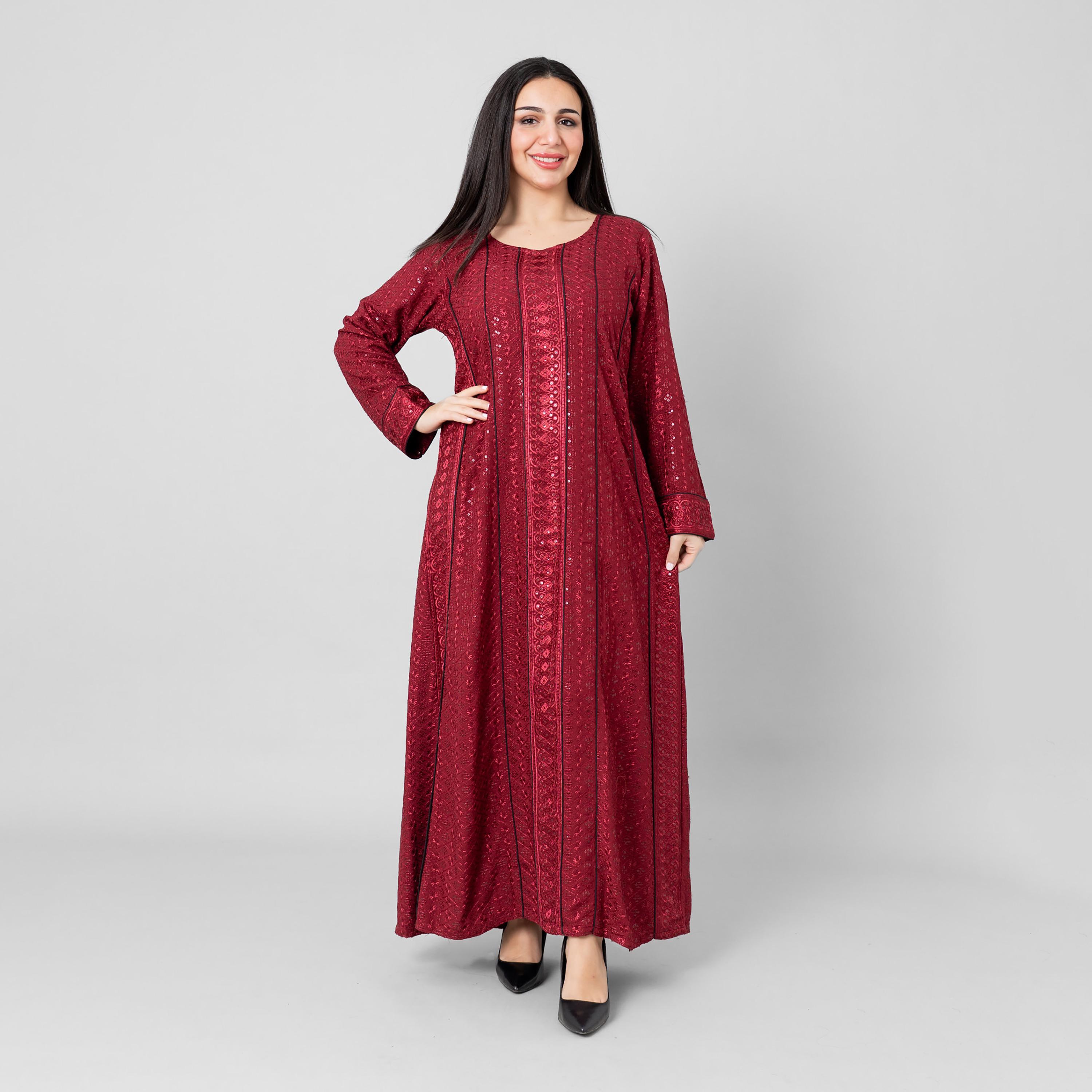 جلابية سهرة نسائية "فليرد" واسعة بتطريز و"سيكوين" من إككسا-women-arabicclothing-jalabiyas-image-1