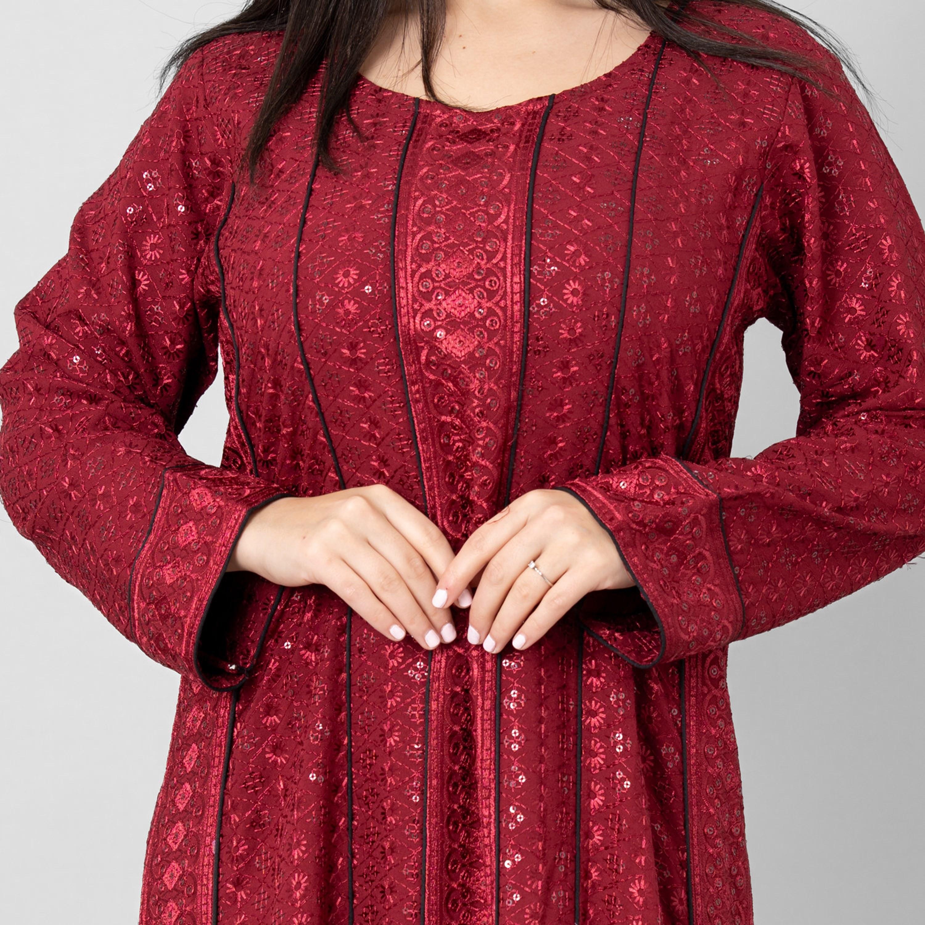 جلابية سهرة نسائية "فليرد" واسعة بتطريز و"سيكوين" من إككسا-women-arabicclothing-jalabiyas-image-2