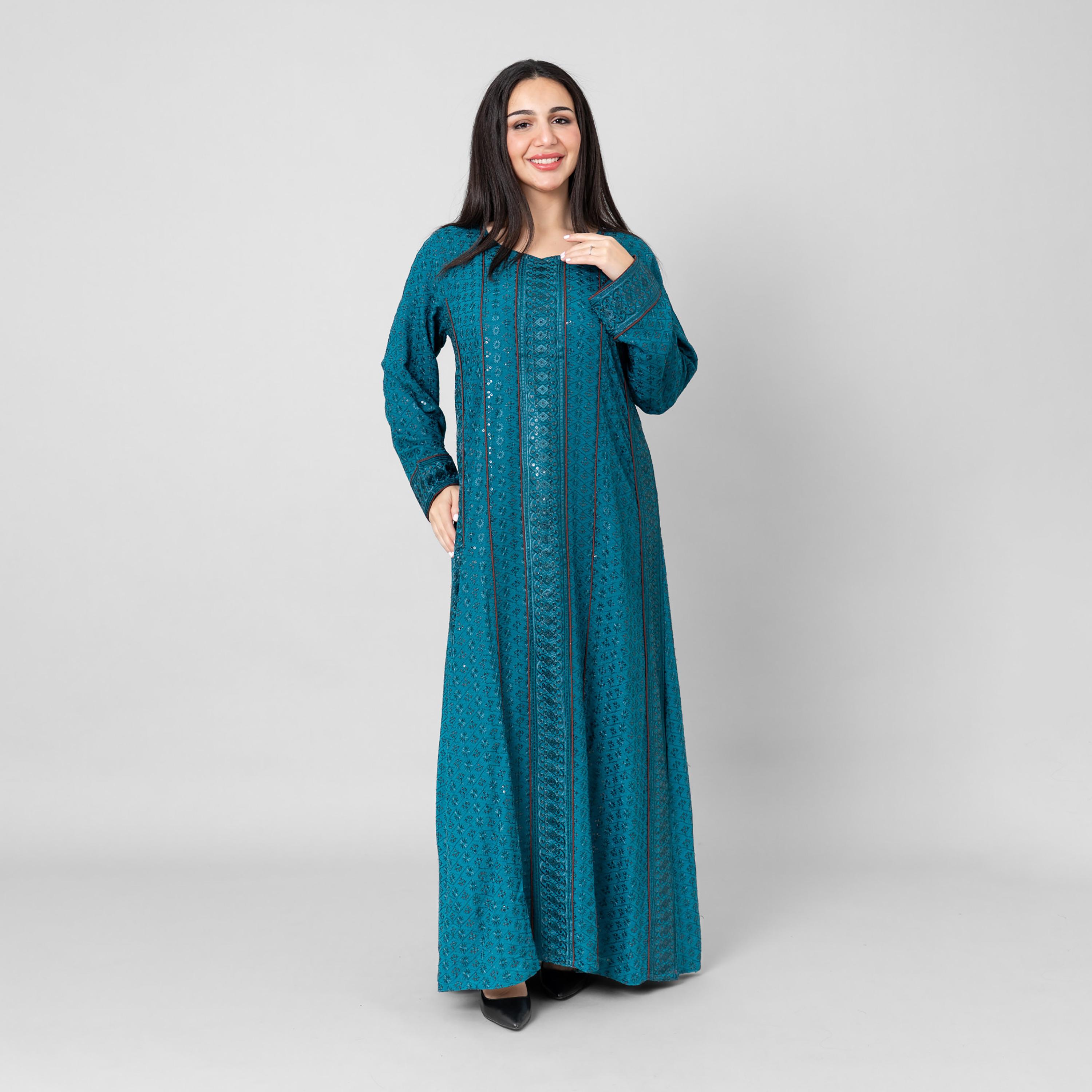 IKKXA Embroidered & Sequined Women's Evening Flared Jalabiya-women-arabicclothing-jalabiyas-image-1