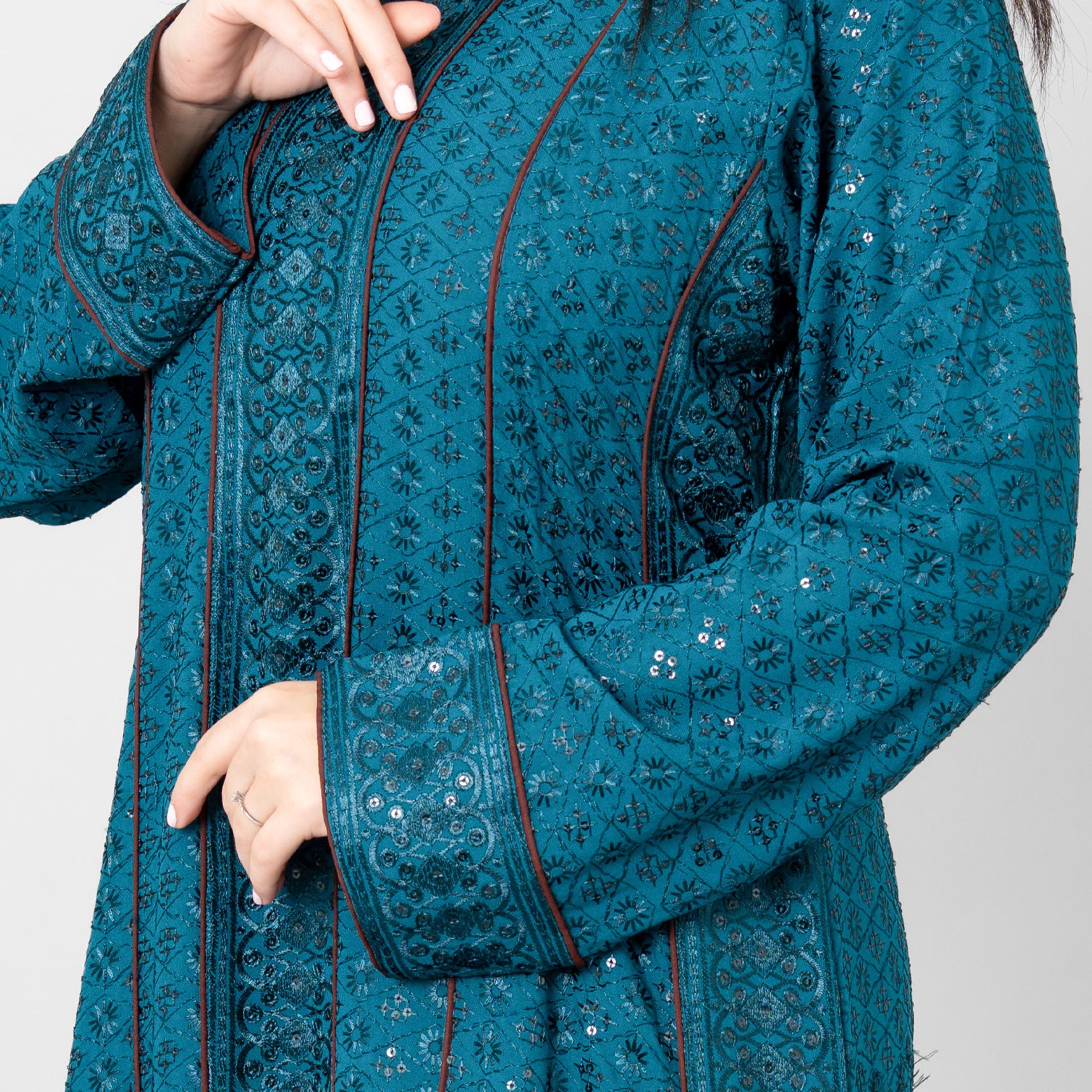 IKKXA Embroidered & Sequined Women's Evening Flared Jalabiya-women-arabicclothing-jalabiyas-image-2