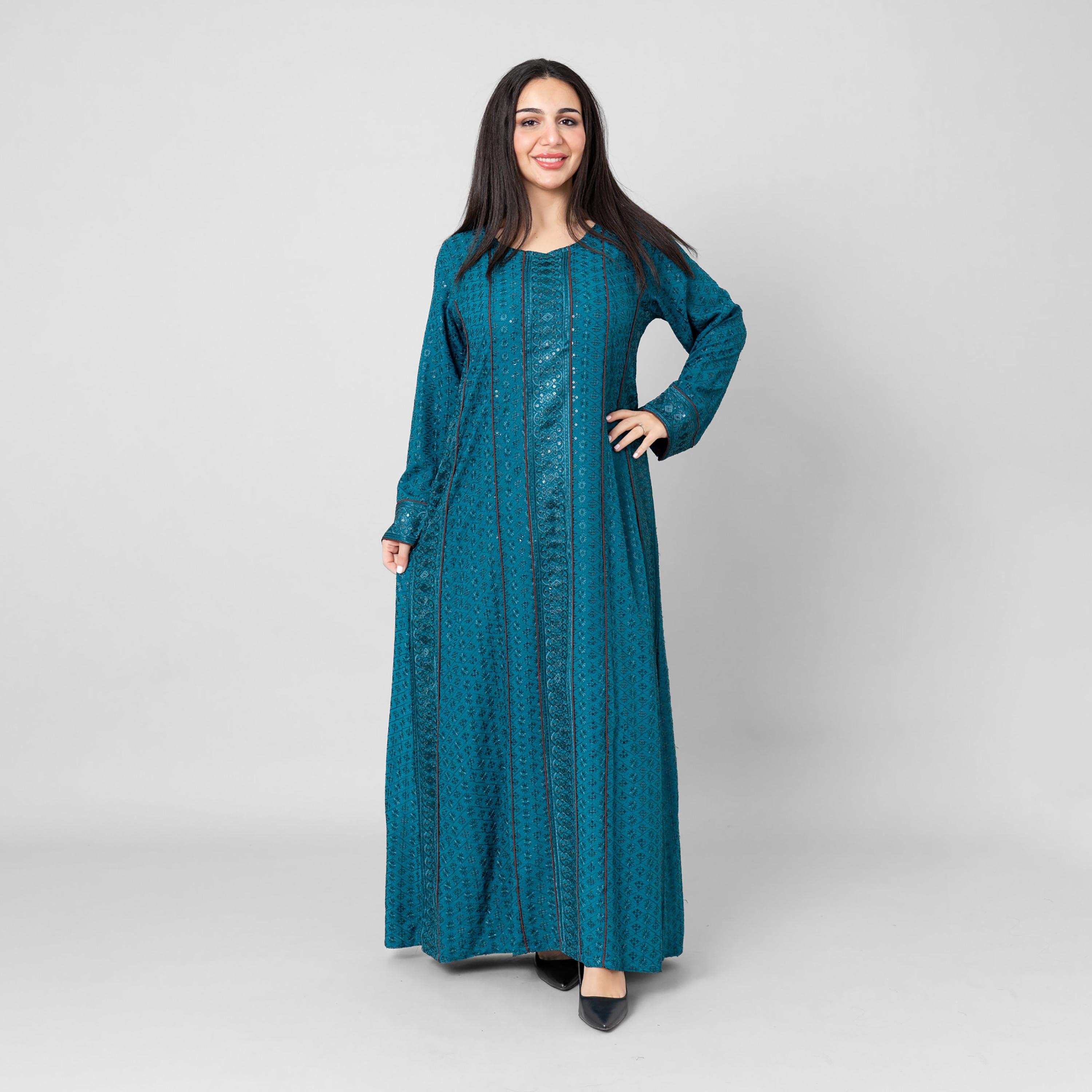 IKKXA Embroidered & Sequined Women's Evening Flared Jalabiya-women-arabicclothing-jalabiyas-image-4