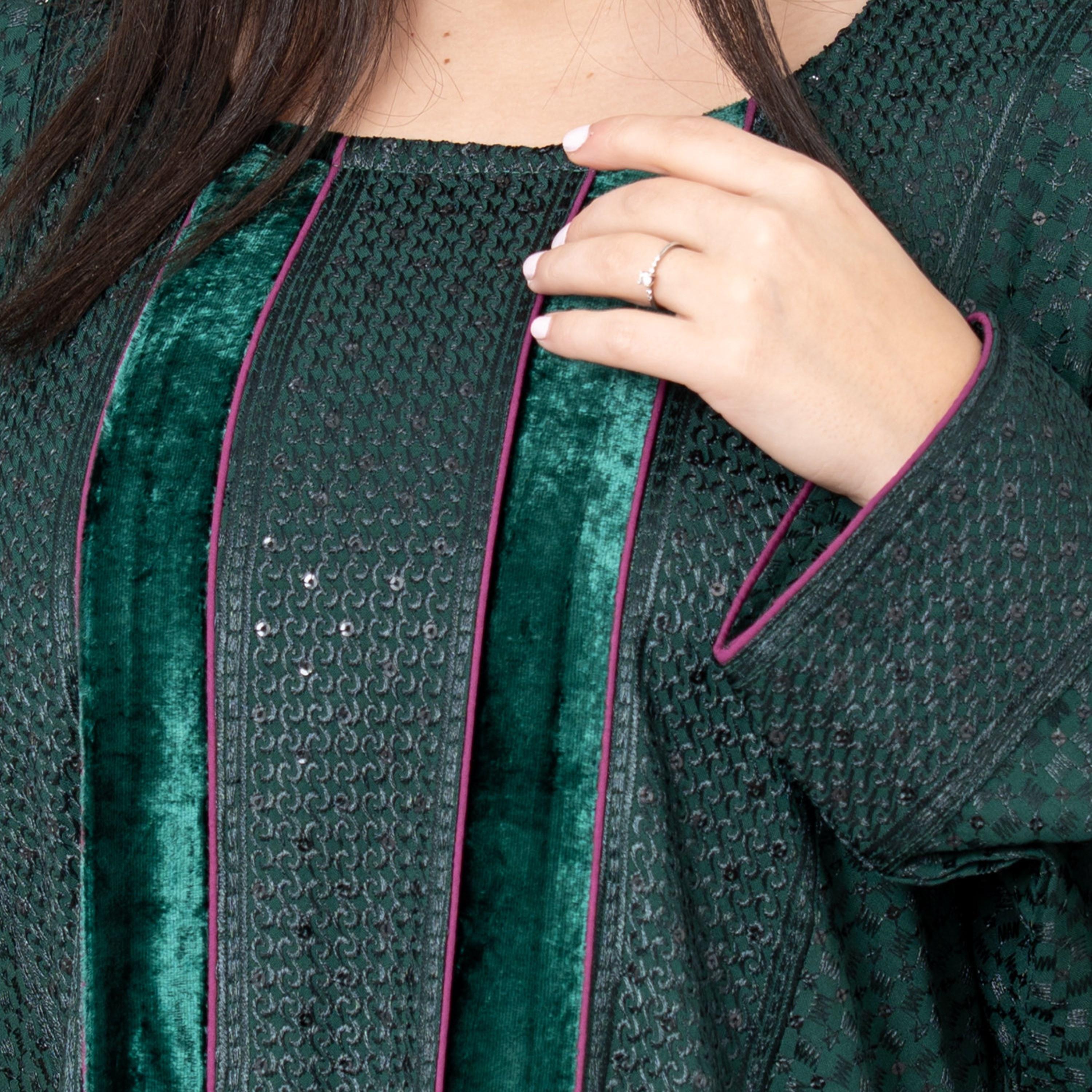 IKKXA Embroidered & Sequined Women's Evening Flared Jalabiya-women-arabicclothing-jalabiyas-image-2