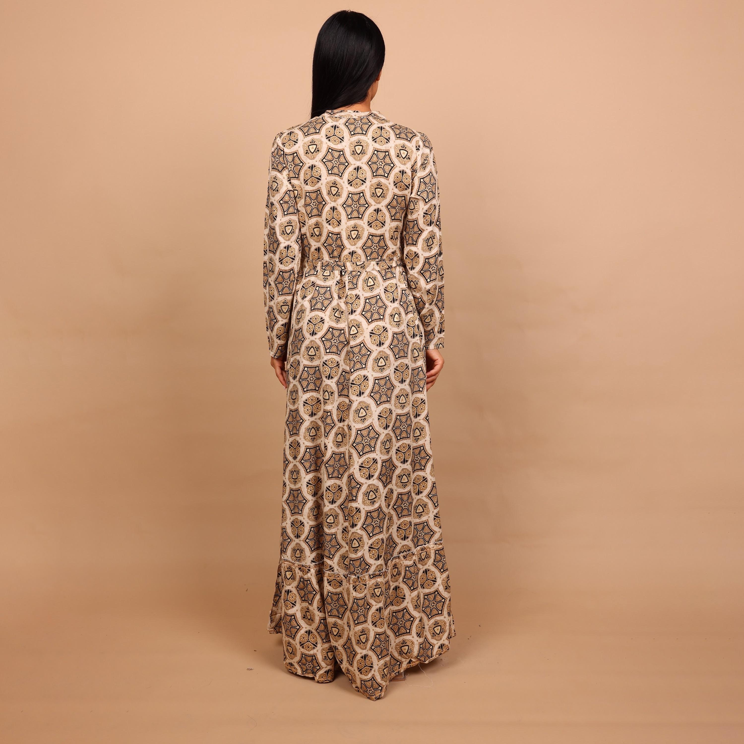 IKKXA Geometric Print Women's Fit and Flared Jalabiya-women-arabicclothing-jalabiyas-image-5