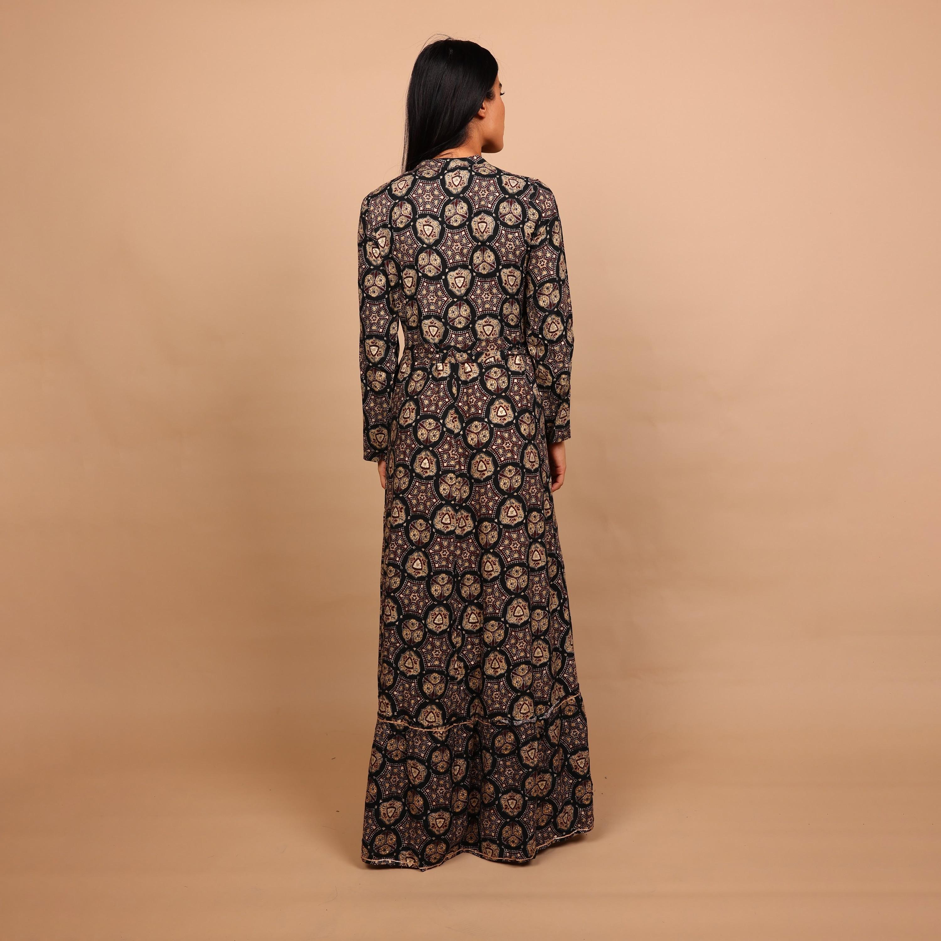 IKKXA Geometric Print Women's Fit and Flared Jalabiya-women-arabicclothing-jalabiyas-image-5