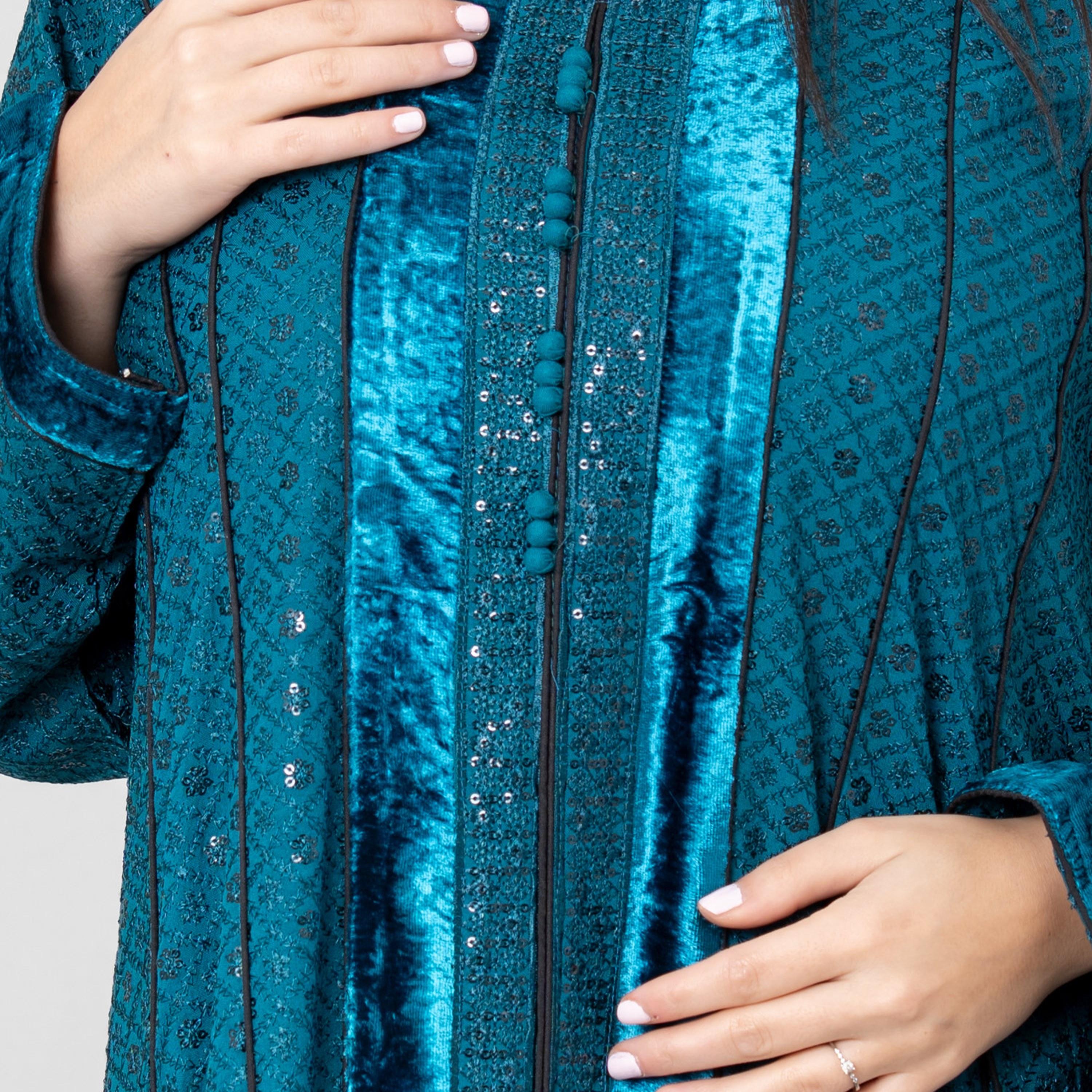 IKKXA Embroidered & Sequined Women's Evening Jalabiya-women-arabicclothing-jalabiyas-image-2