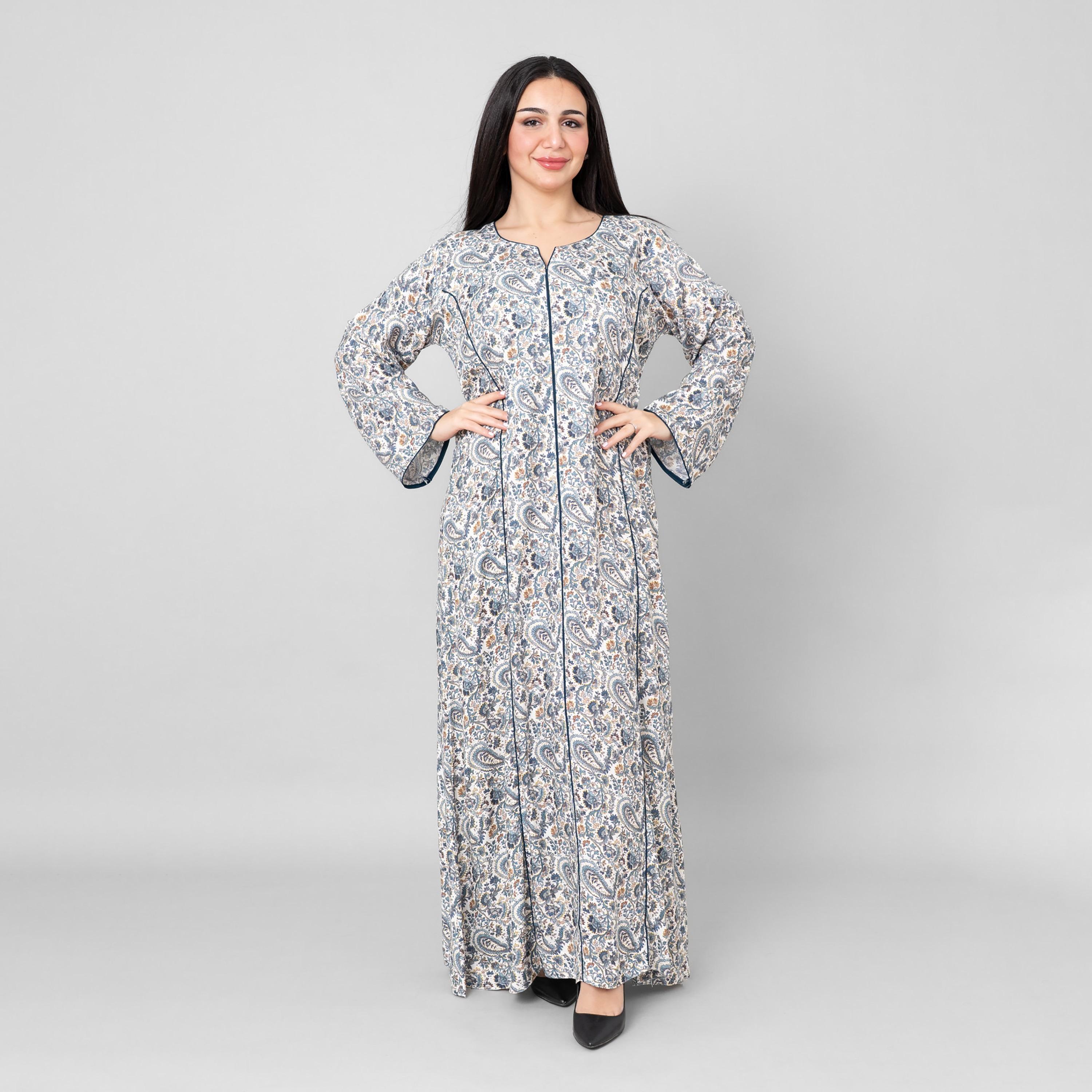 جلابية نسائية بطبعة "فلورال بيزلي" من إككسا-women-arabicclothing-jalabiyas-image-1