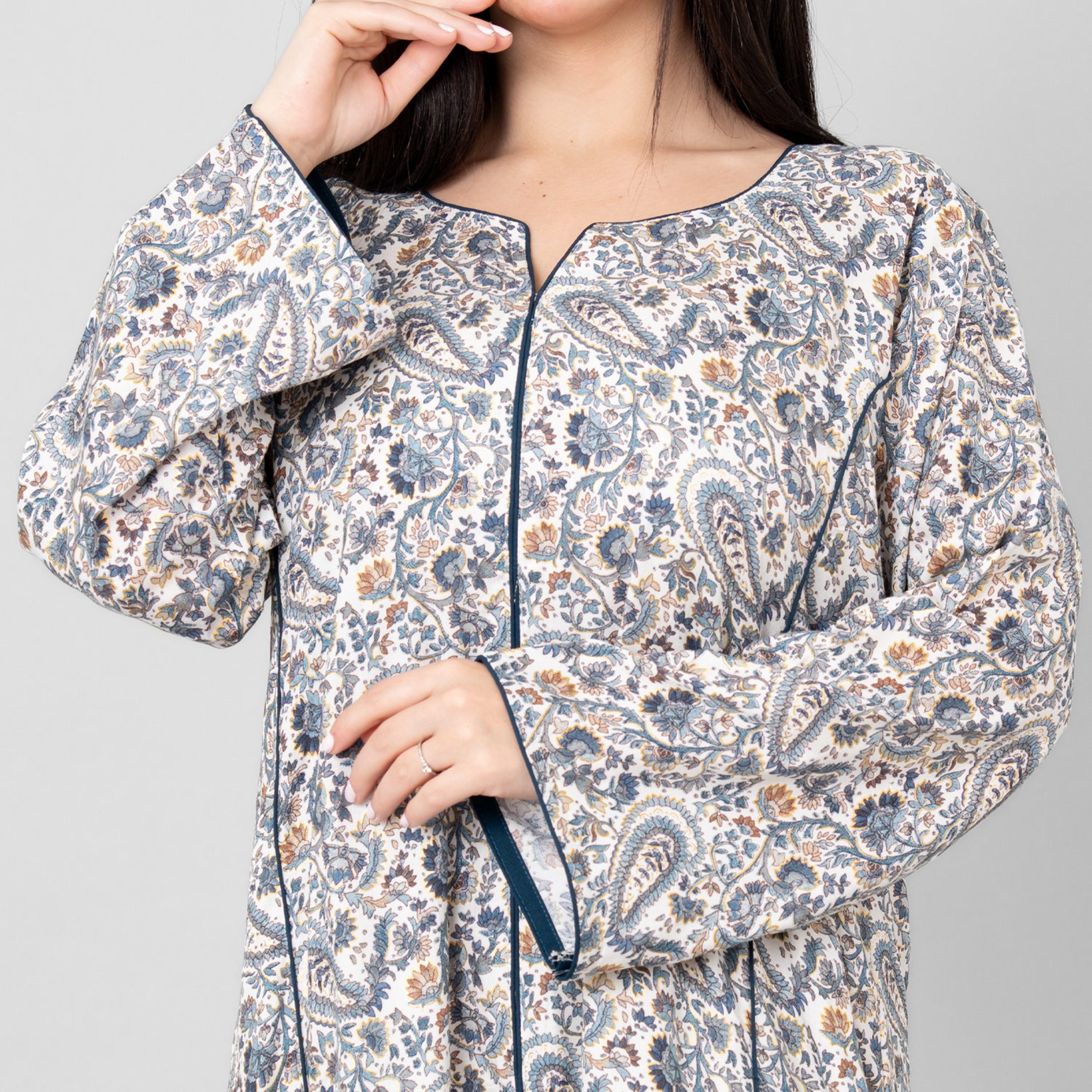 جلابية نسائية بطبعة "فلورال بيزلي" من إككسا-women-arabicclothing-jalabiyas-image-2