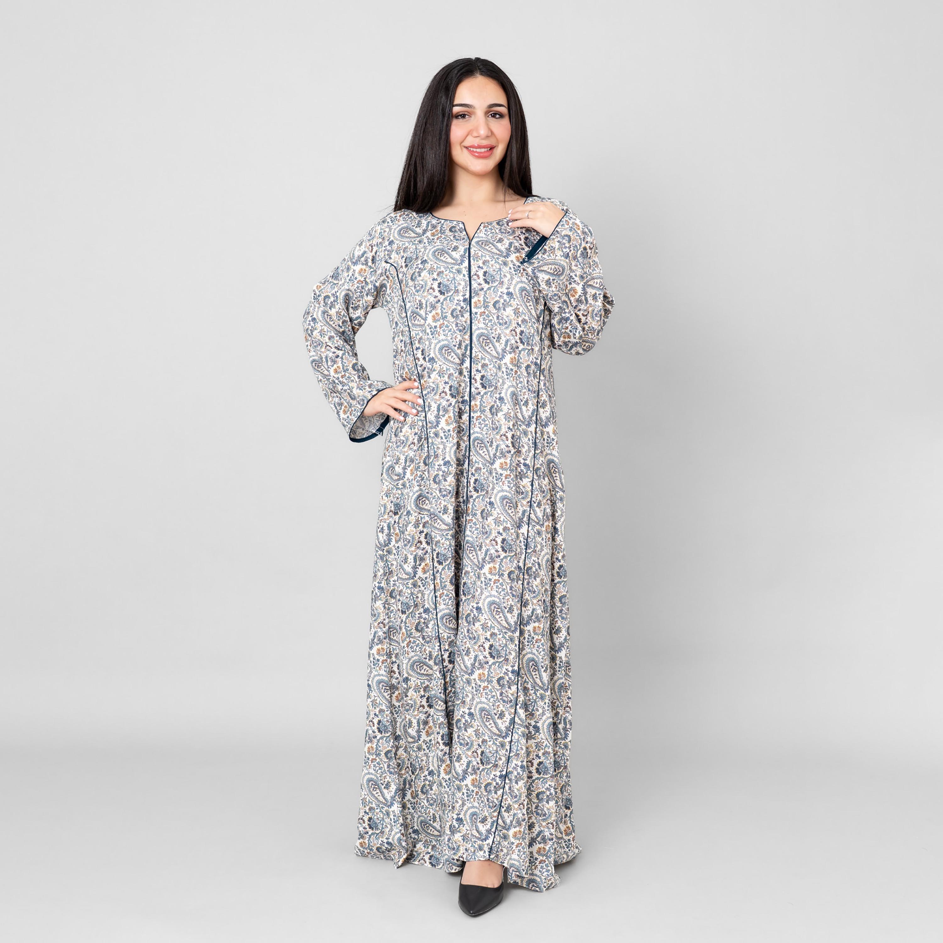 جلابية نسائية بطبعة "فلورال بيزلي" من إككسا-women-arabicclothing-jalabiyas-image-4