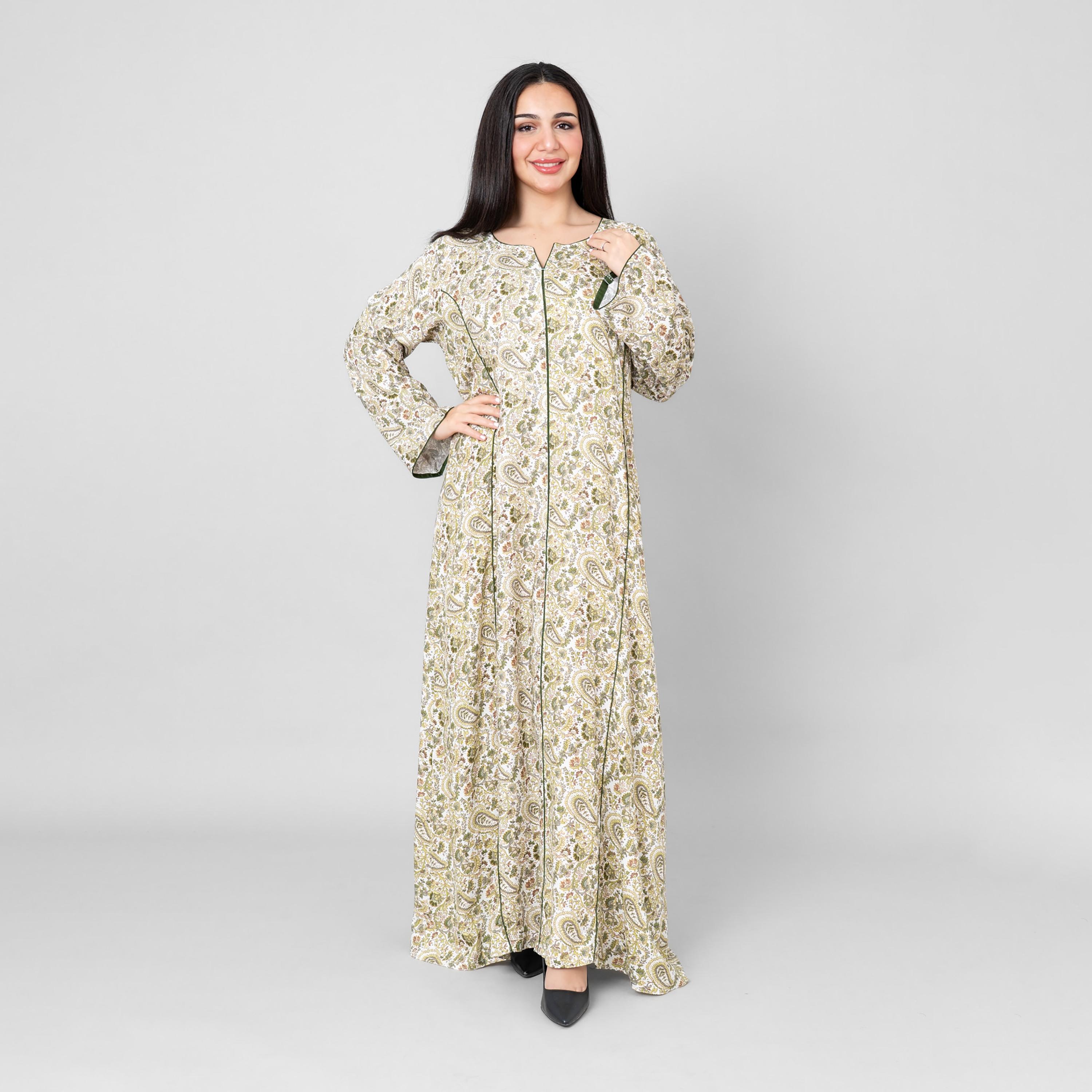 IKKXA Floral Paisley Print Women's Jalabiya-women-arabicclothing-jalabiyas-image-1