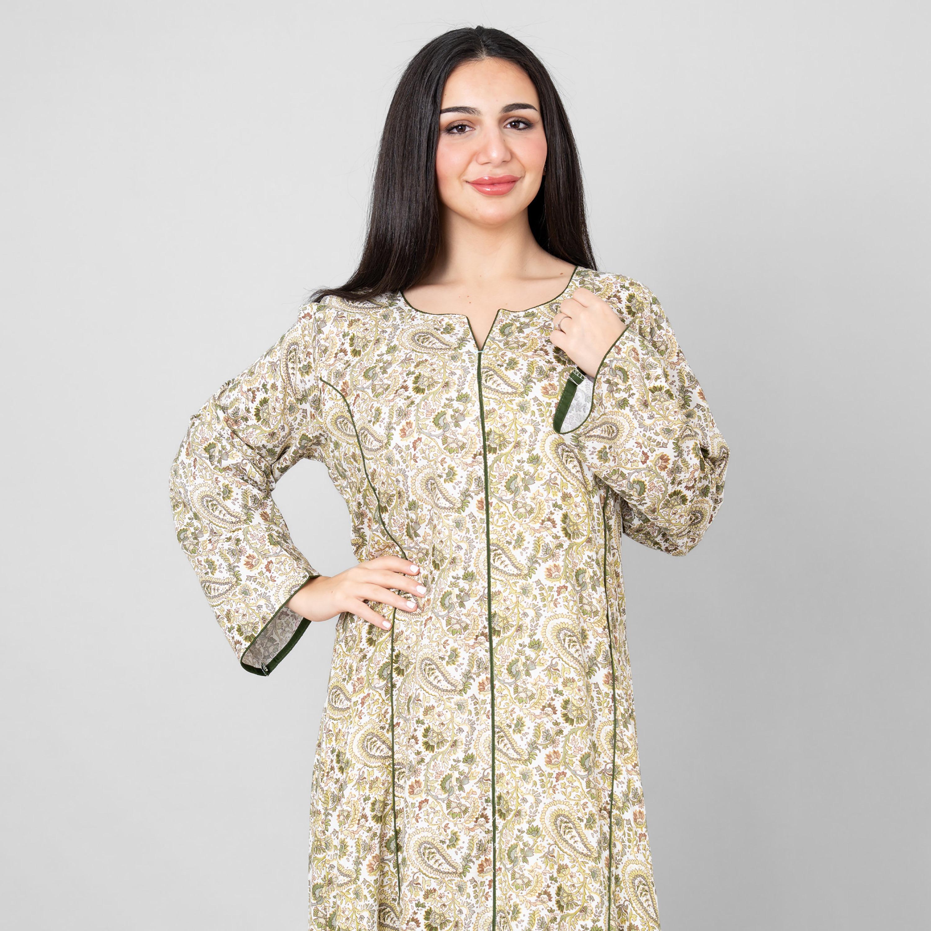 IKKXA Floral Paisley Print Women's Jalabiya-women-arabicclothing-jalabiyas-image-2