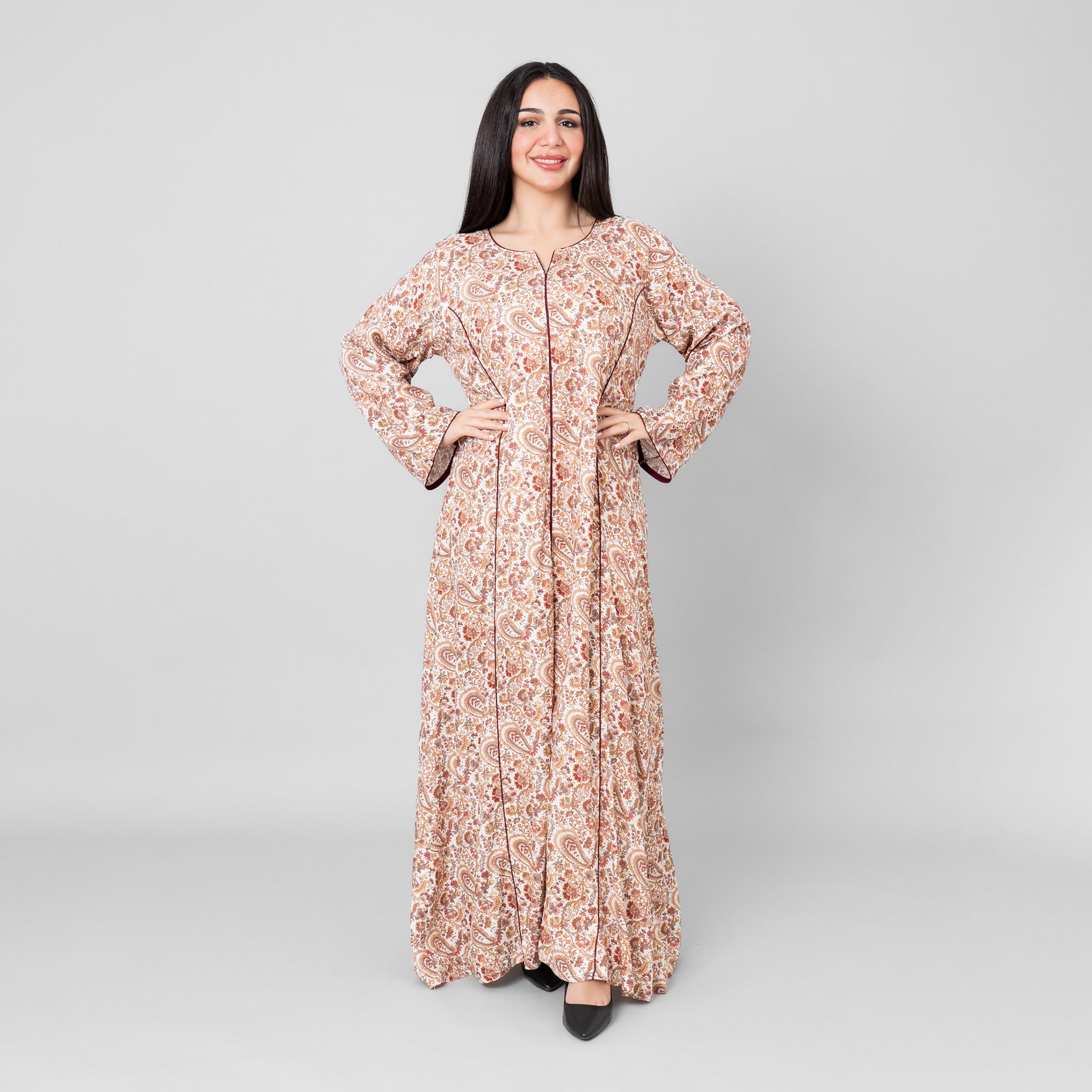 جلابية نسائية بطبعة "فلورال بيزلي" من إككسا-women-arabicclothing-jalabiyas-image-1