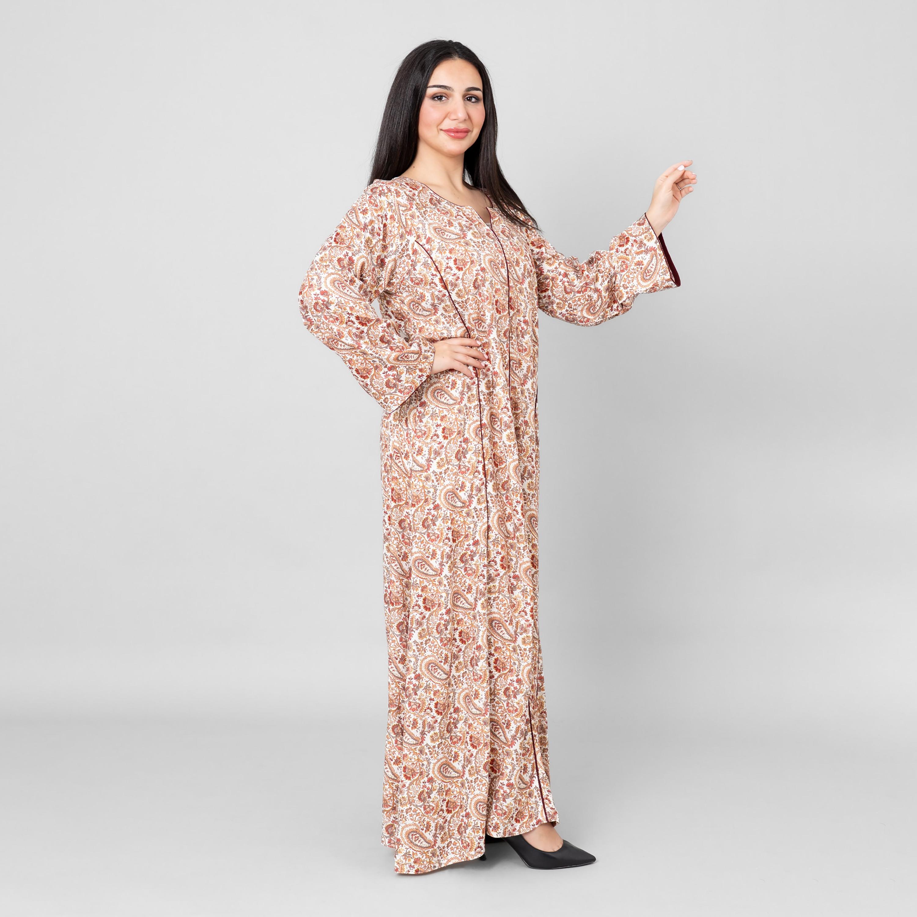 جلابية نسائية بطبعة "فلورال بيزلي" من إككسا-women-arabicclothing-jalabiyas-image-3