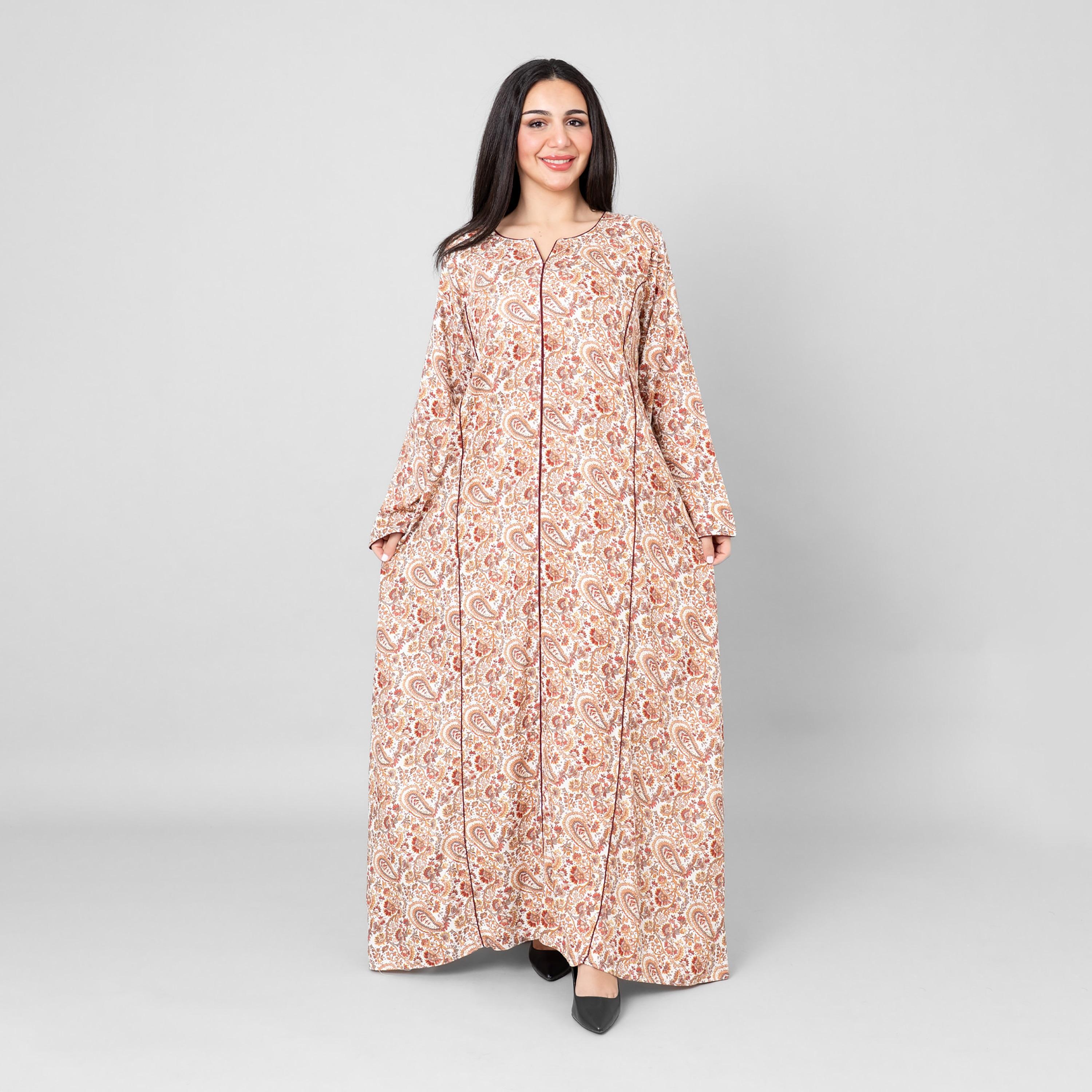 جلابية نسائية بطبعة "فلورال بيزلي" من إككسا-women-arabicclothing-jalabiyas-image-4