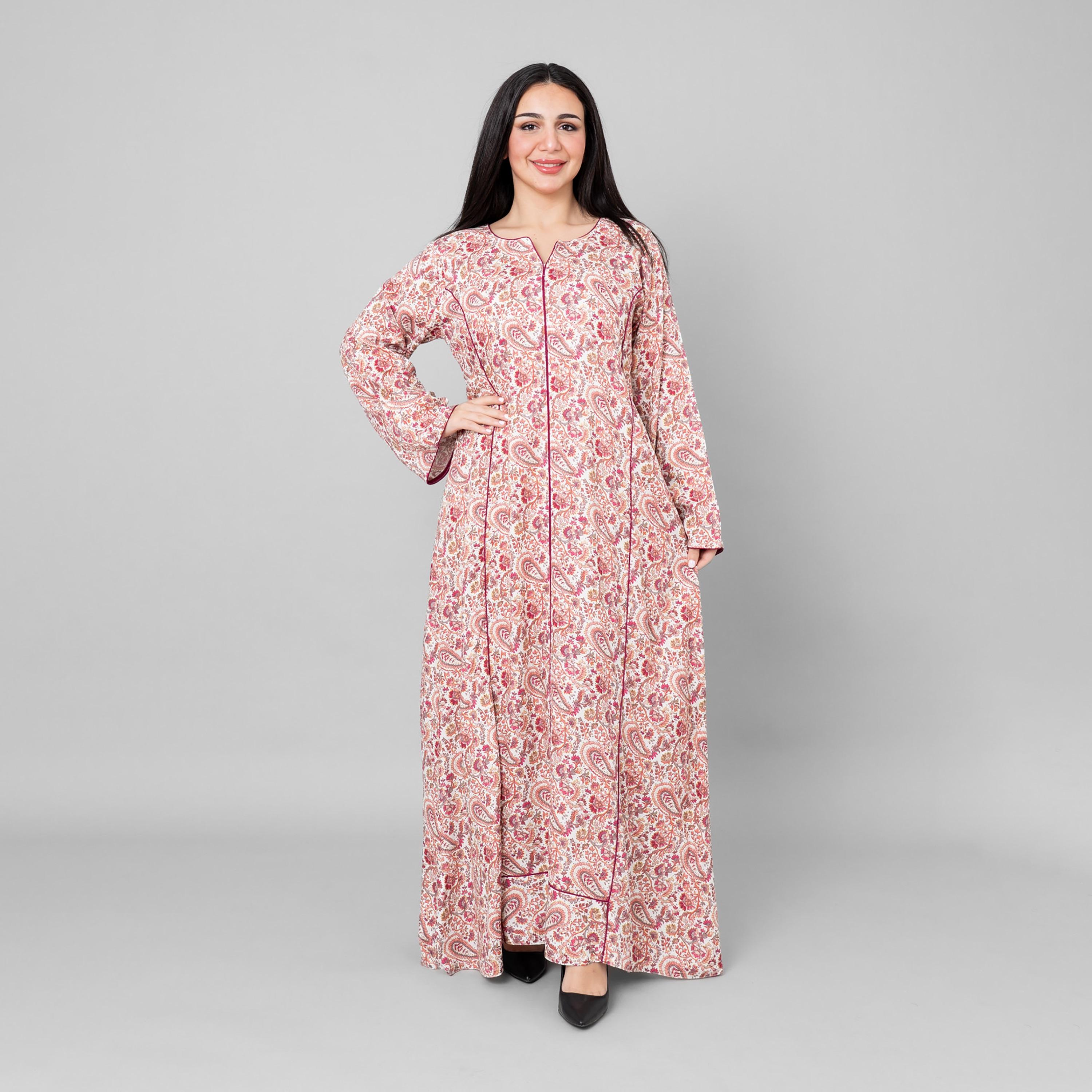 جلابية نسائية بطبعة "فلورال بيزلي" من إككسا-women-arabicclothing-jalabiyas-image-1