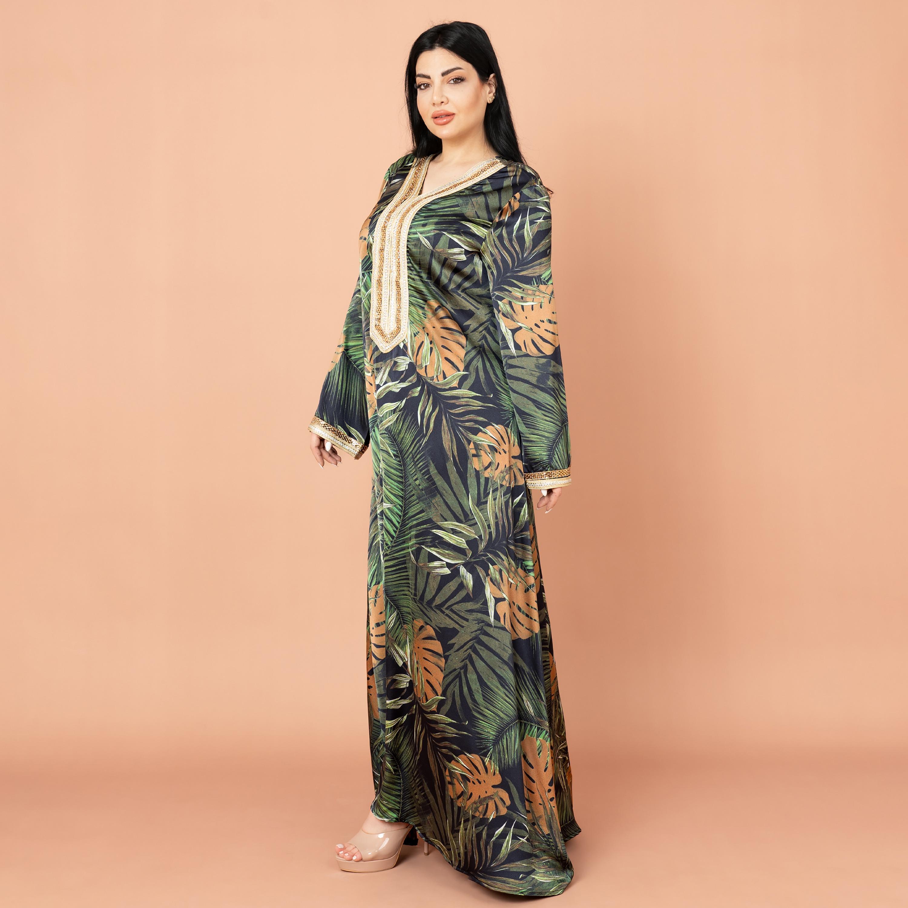 جلابية نسائية بطبعة استوائية من إيككسا-women-arabicclothing-jalabiyas-image-3