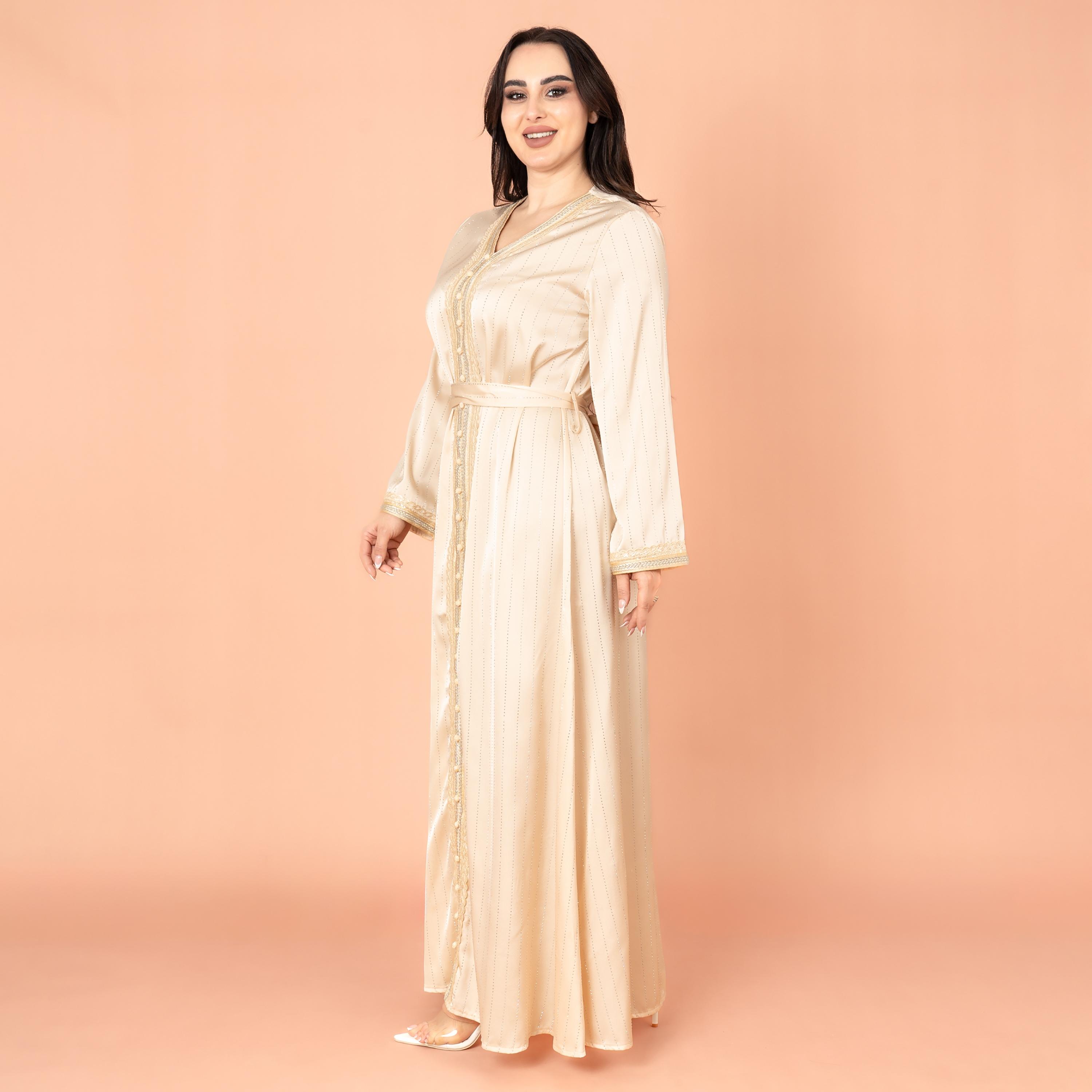 IKKXA جلابية نسائية مسائية مطرزة بخطوط منقطة-women-arabicclothing-jalabiyas-image-3
