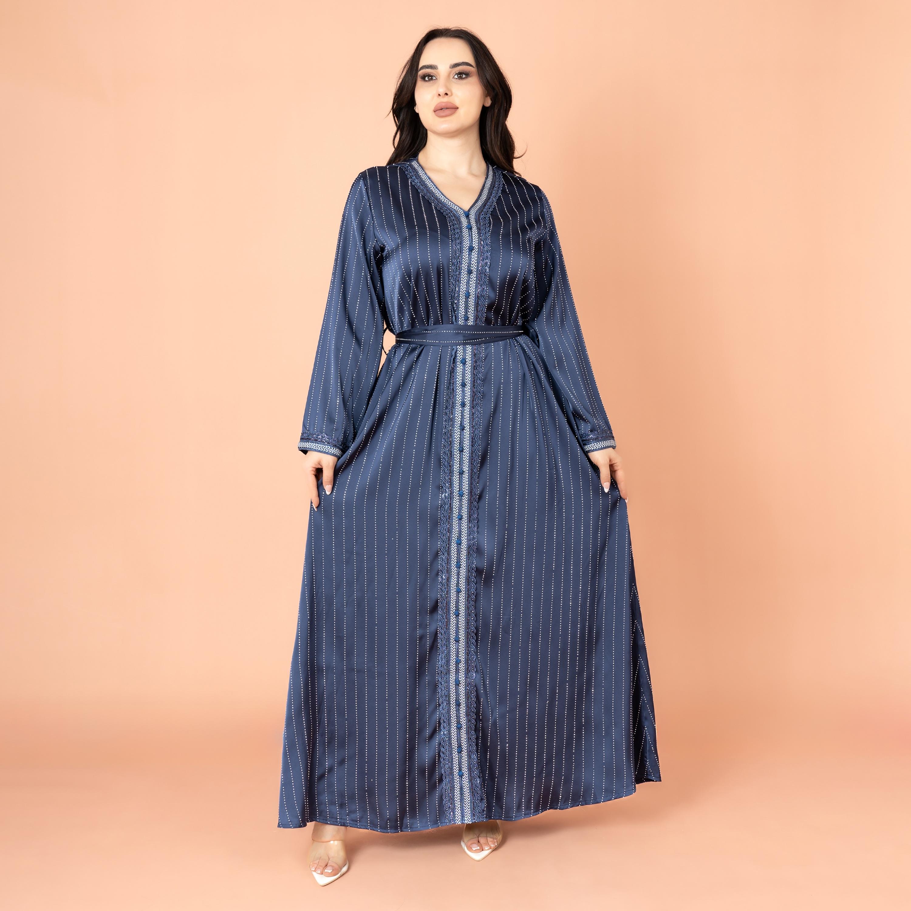 IKKXA جلابية نسائية مسائية مطرزة بخطوط منقطة-women-arabicclothing-jalabiyas-image-6