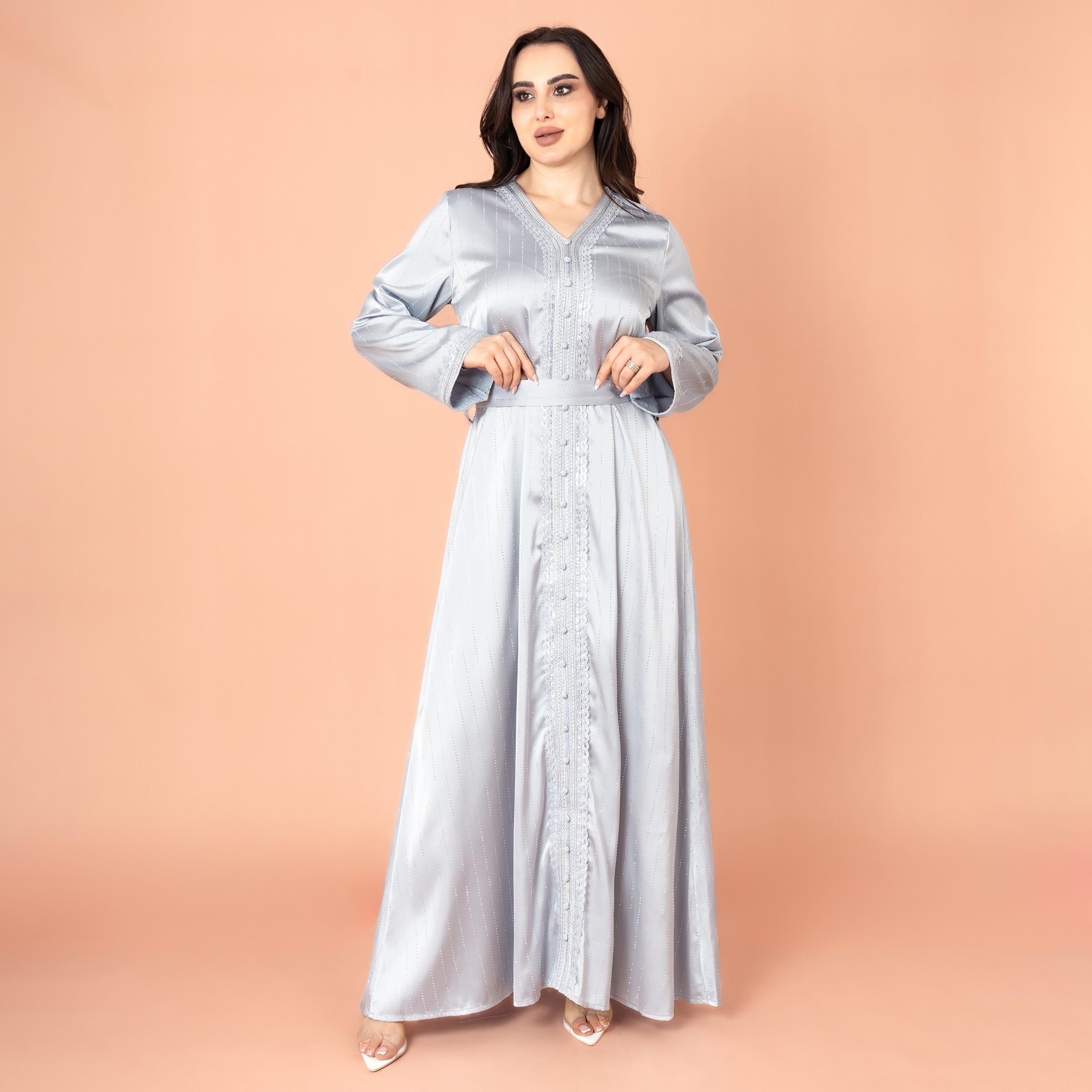 IKKXA جلابية نسائية مسائية مطرزة بخطوط منقطة-women-arabicclothing-jalabiyas-image-11