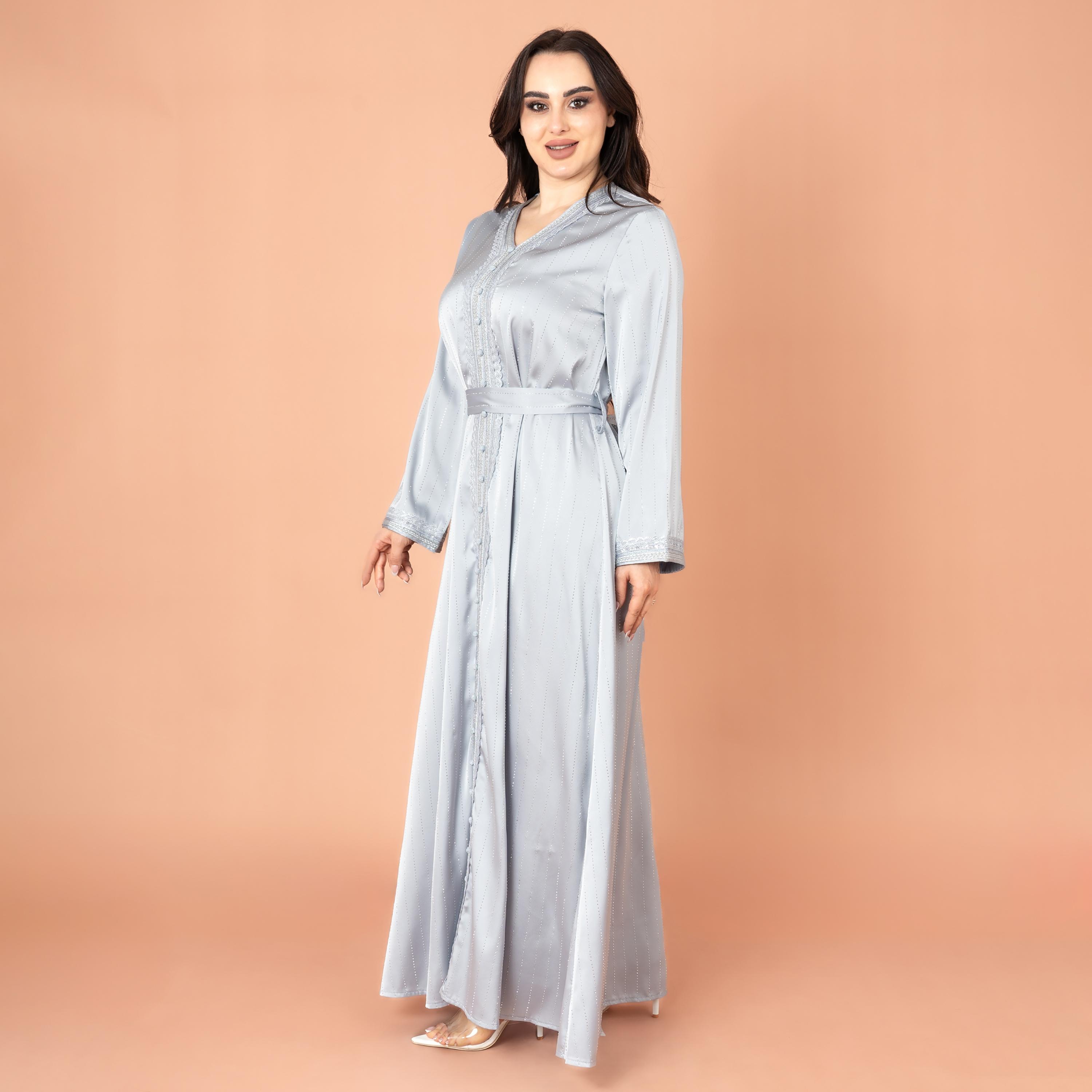 IKKXA جلابية نسائية مسائية مطرزة بخطوط منقطة-women-arabicclothing-jalabiyas-image-13
