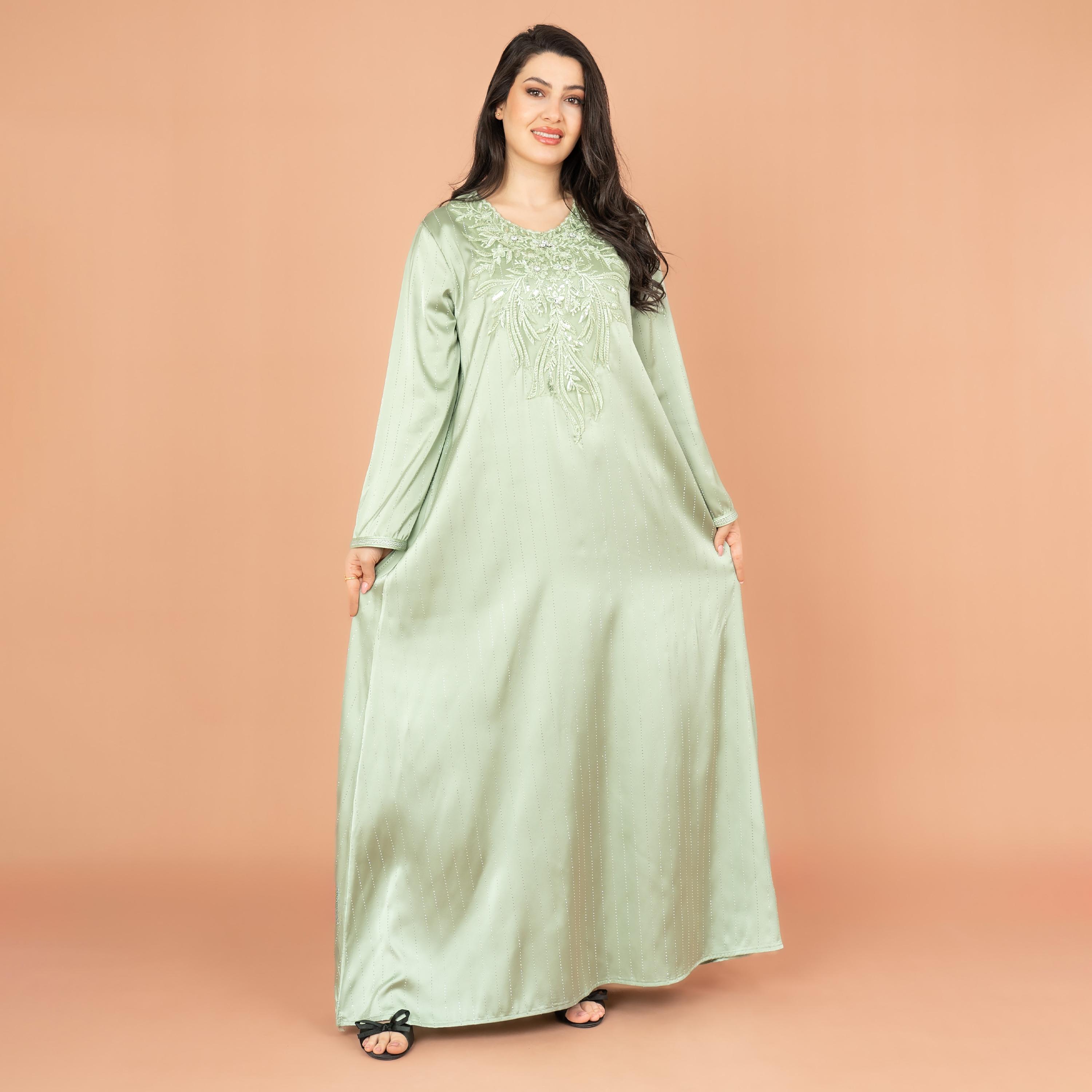IKKXA Embroidered and Crystal Cascade with Sequins Evening Women's Jalabiya-women-arabicclothing-jalabiyas-image-1