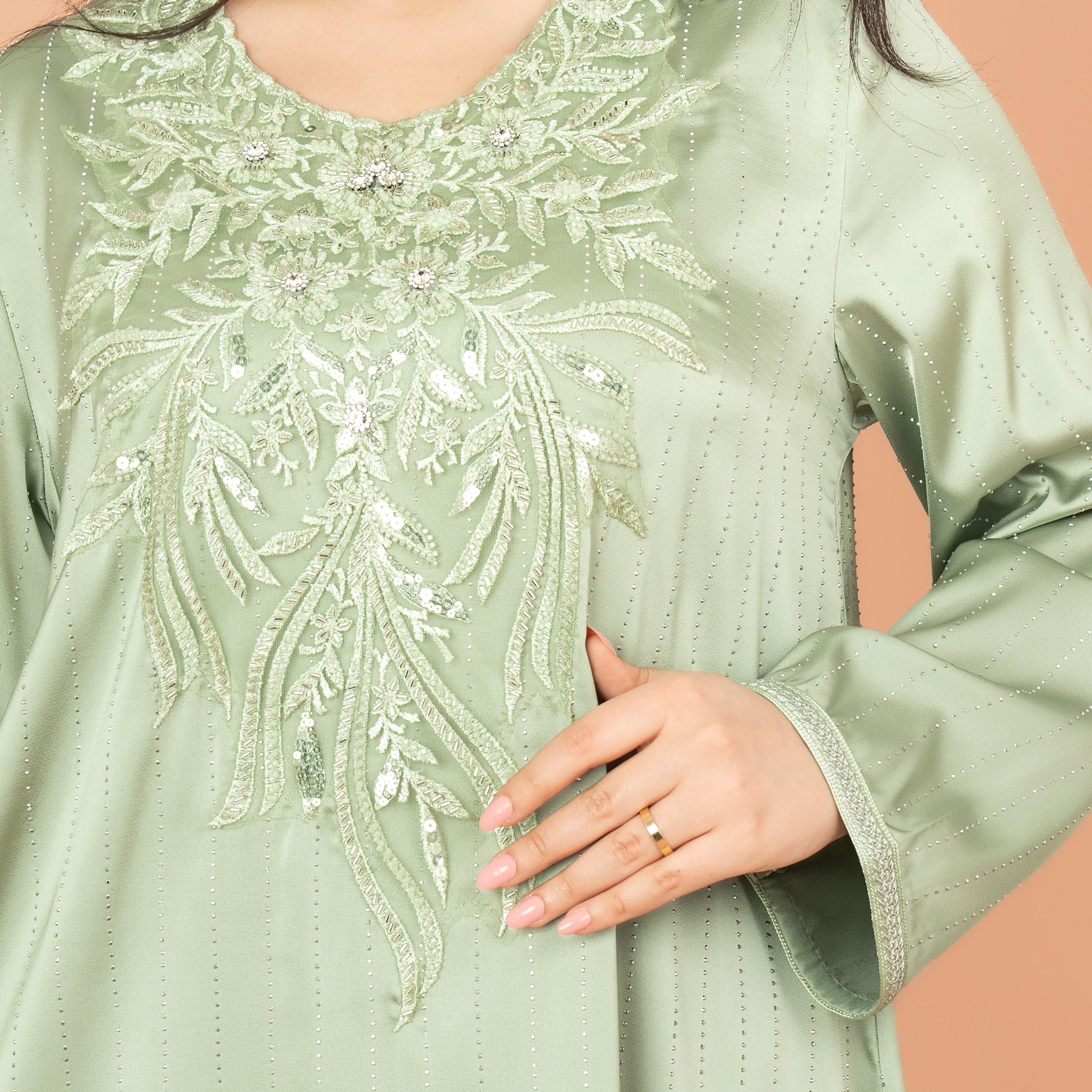 IKKXA Embroidered and Crystal Cascade with Sequins Evening Women's Jalabiya-women-arabicclothing-jalabiyas-image-2