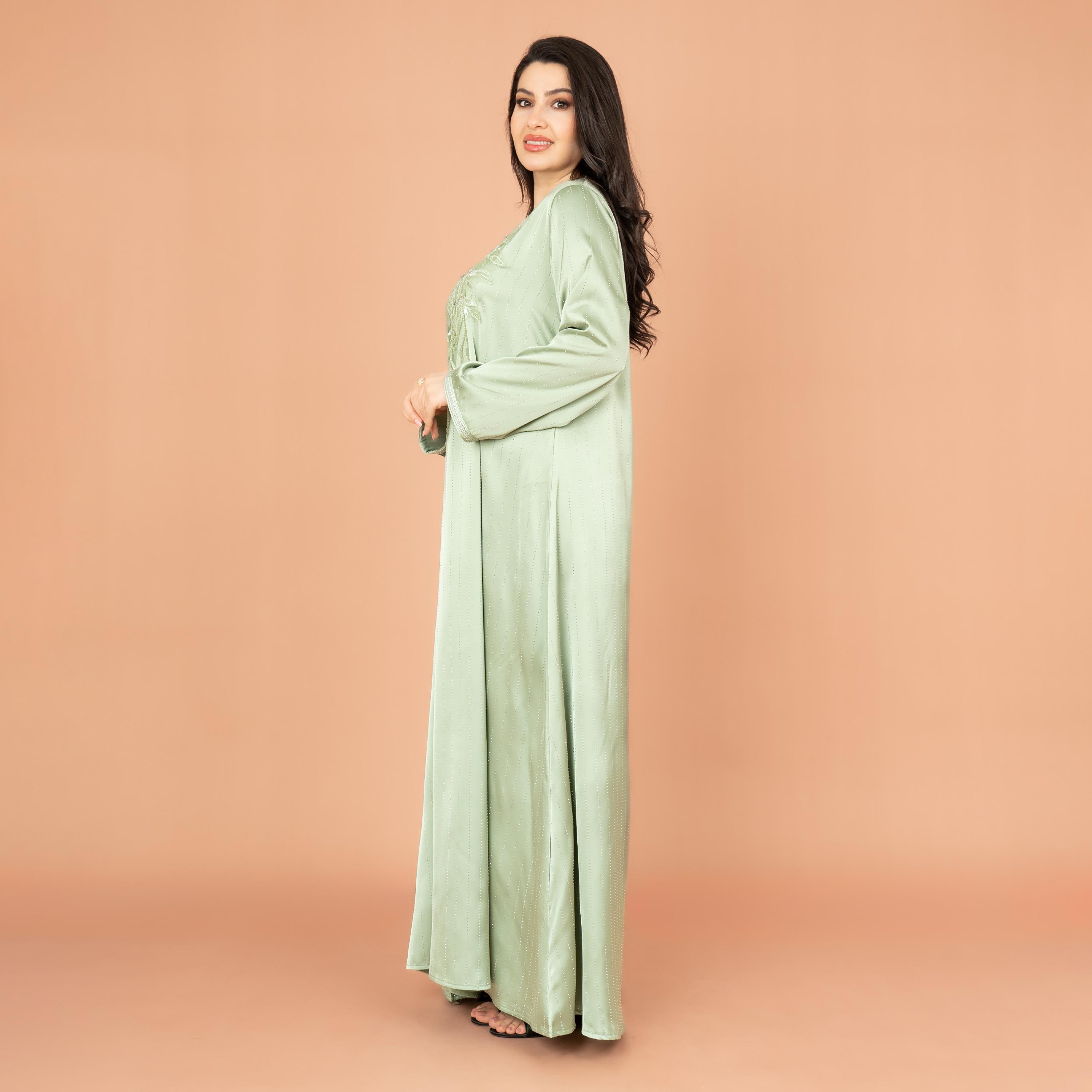 IKKXA Embroidered and Crystal Cascade with Sequins Evening Women's Jalabiya-women-arabicclothing-jalabiyas-image-3