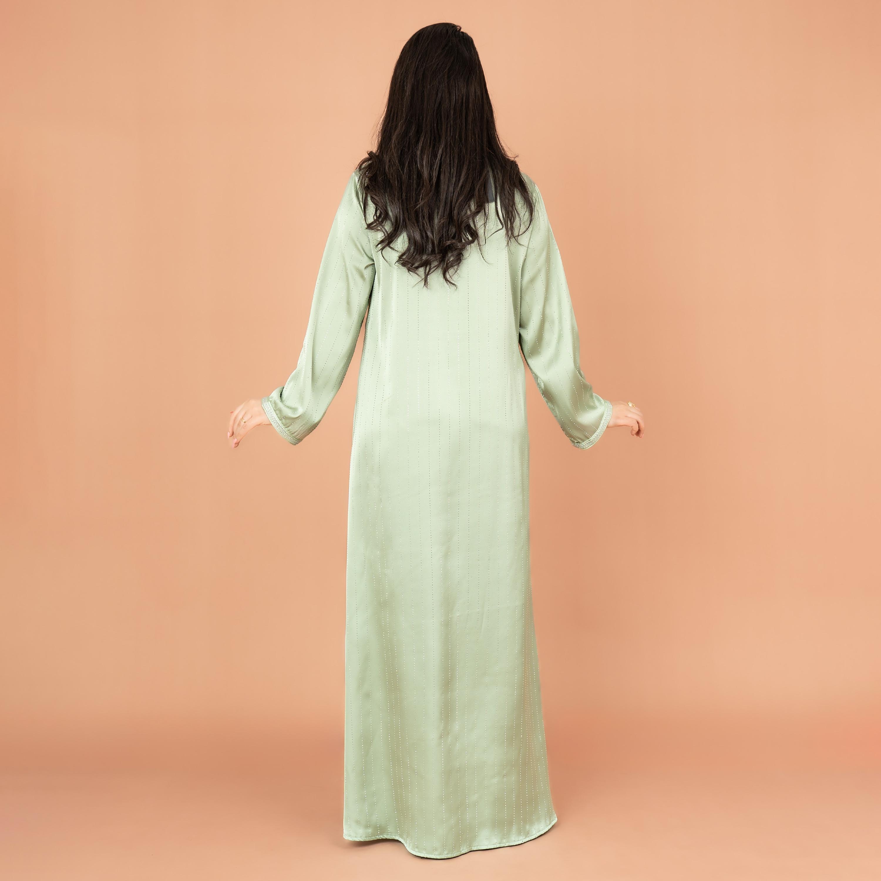 IKKXA Embroidered and Crystal Cascade with Sequins Evening Women's Jalabiya-women-arabicclothing-jalabiyas-image-4
