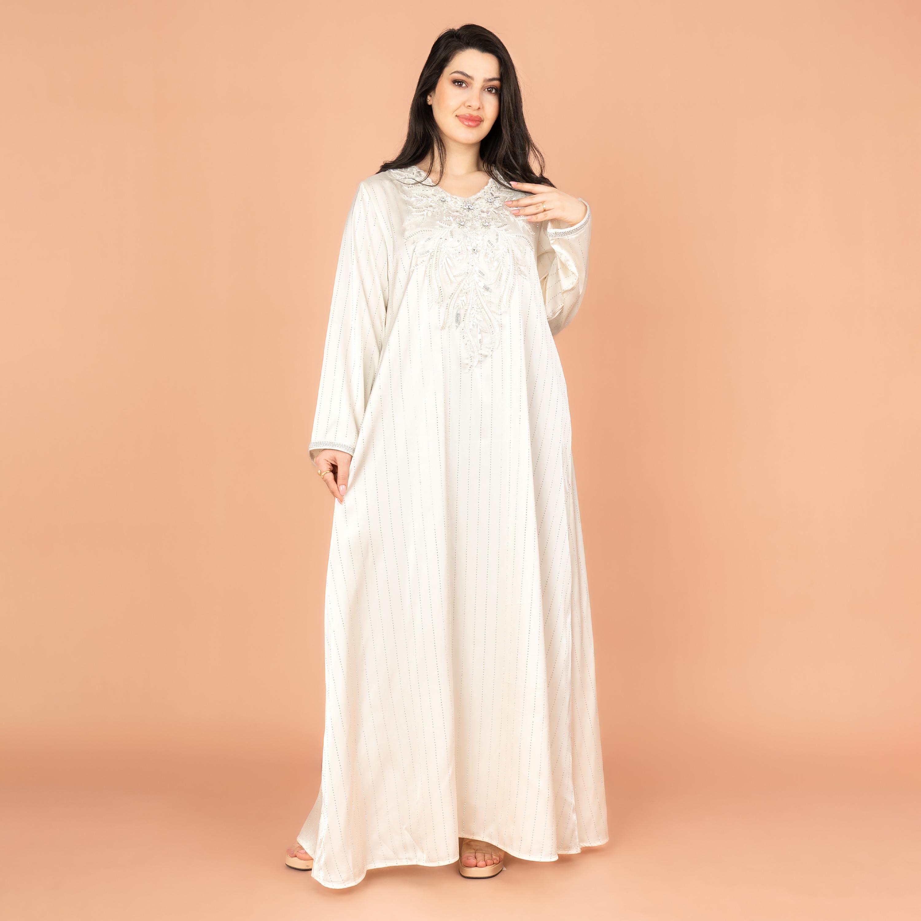 IKKXA Embroidered and Crystal Cascade with Sequins Evening Women's Jalabiya-women-arabicclothing-jalabiyas-image-1