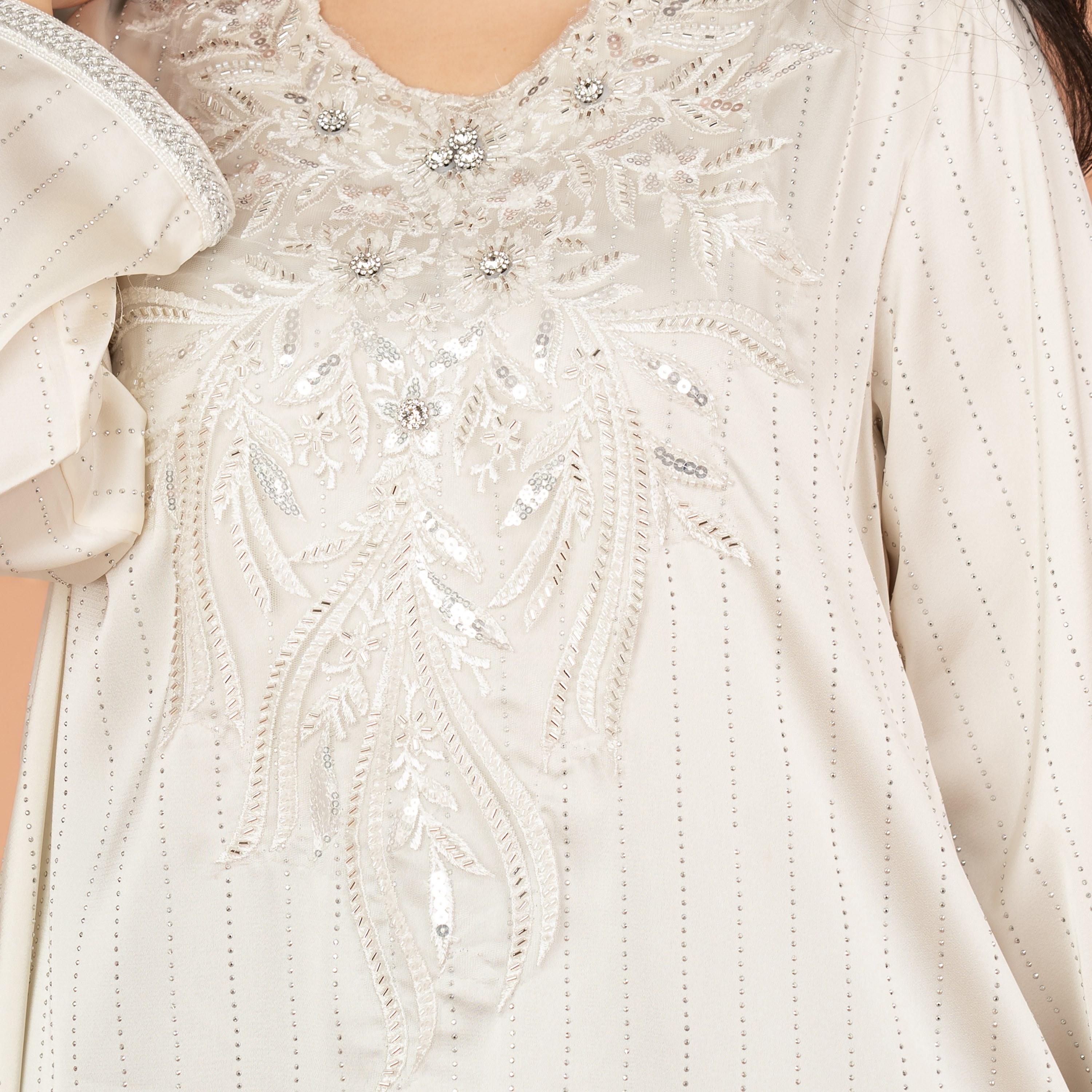 IKKXA Embroidered and Crystal Cascade with Sequins Evening Women's Jalabiya-women-arabicclothing-jalabiyas-image-2