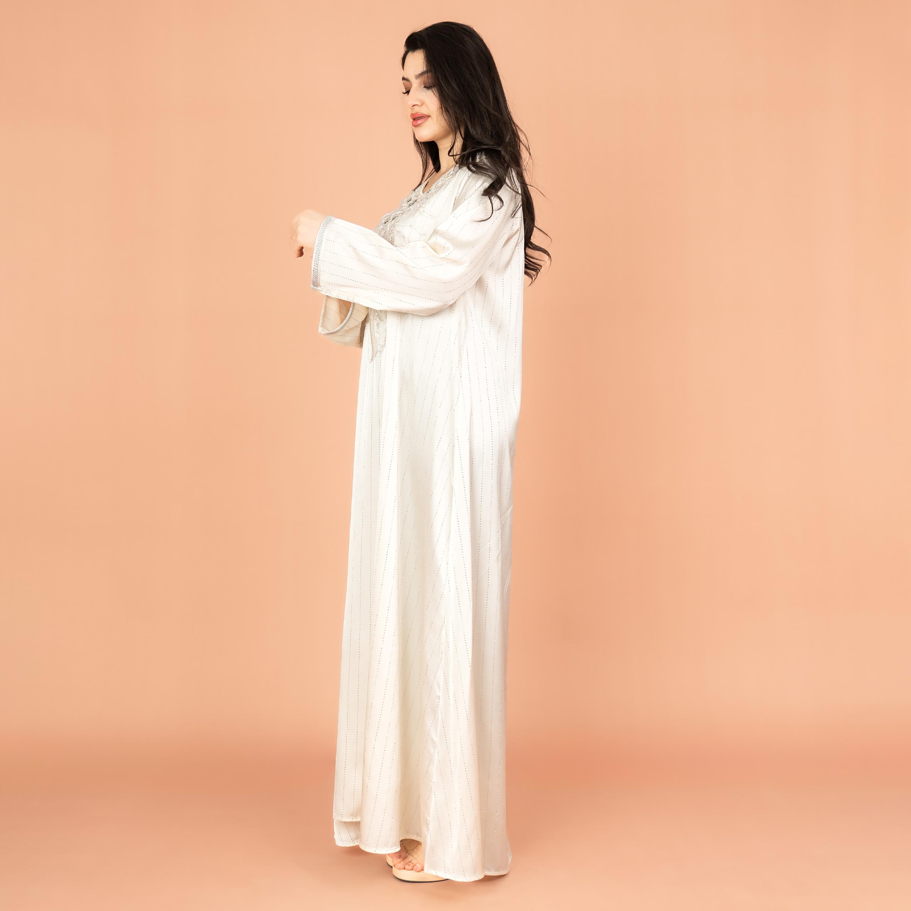 IKKXA Embroidered and Crystal Cascade with Sequins Evening Women's Jalabiya-women-arabicclothing-jalabiyas-image-3