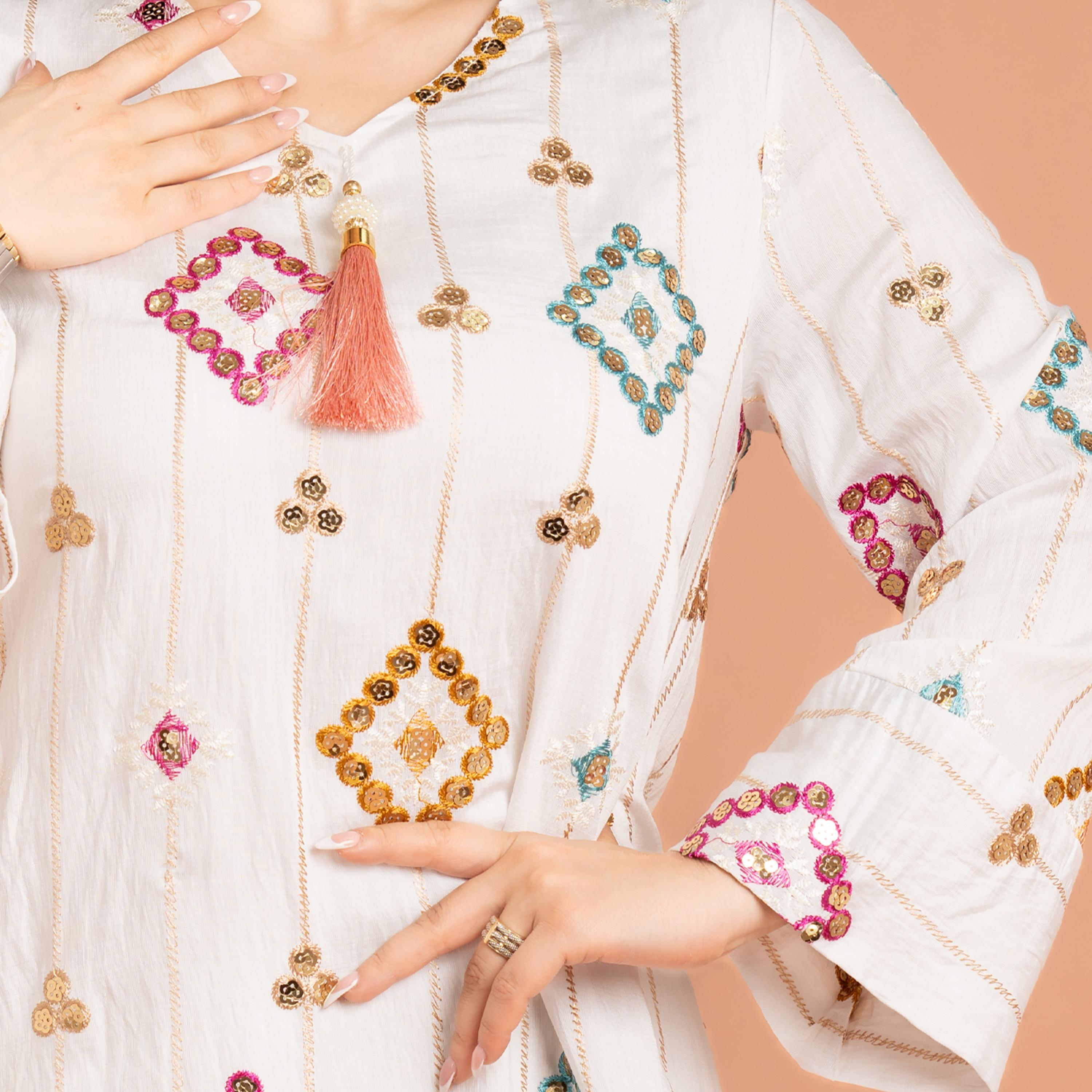 IKKXA جلابية نسائية مسائية مطرزة بالترتر الهندسي-women-arabicclothing-jalabiyas-image-7