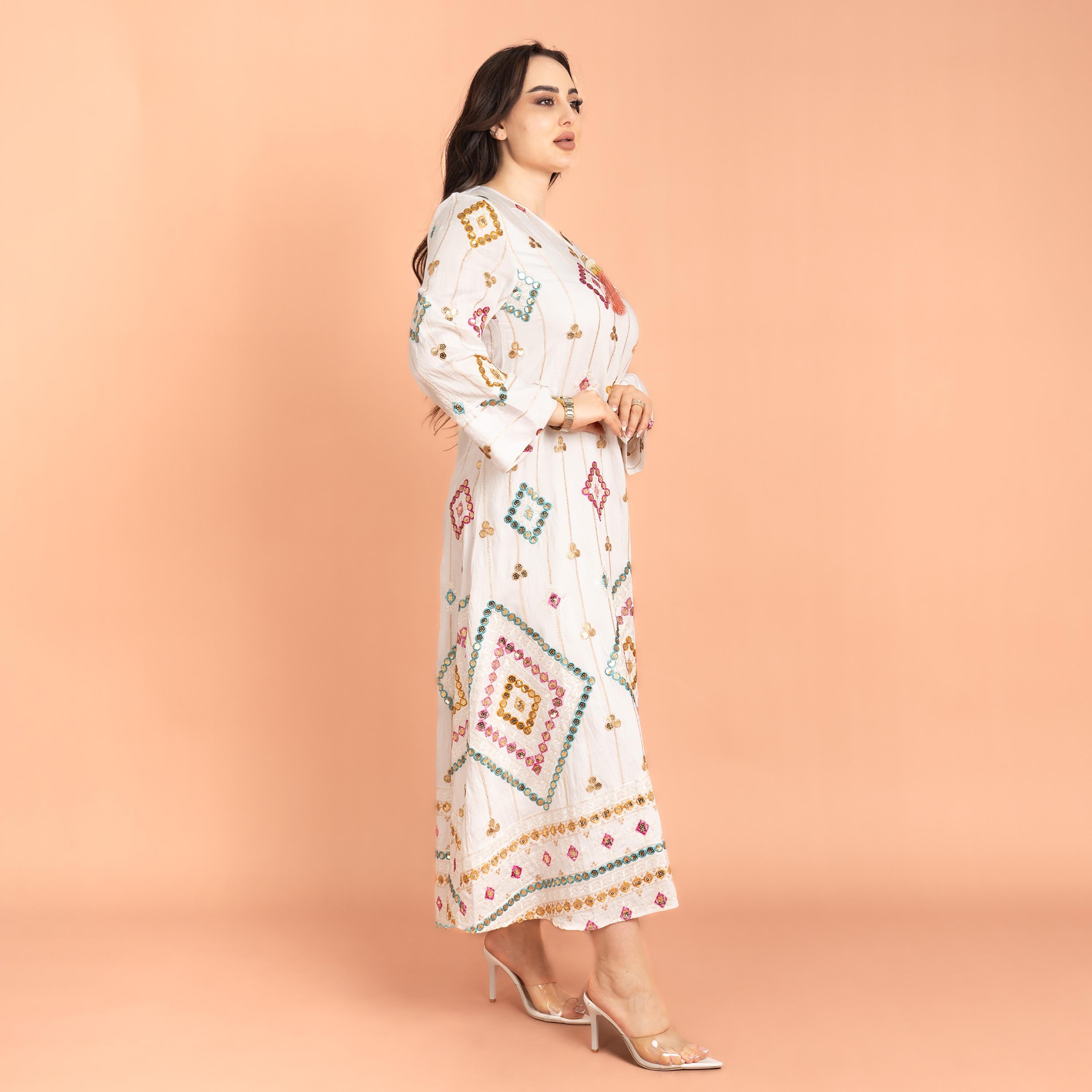 IKKXA جلابية نسائية مسائية مطرزة بالترتر الهندسي-women-arabicclothing-jalabiyas-image-8