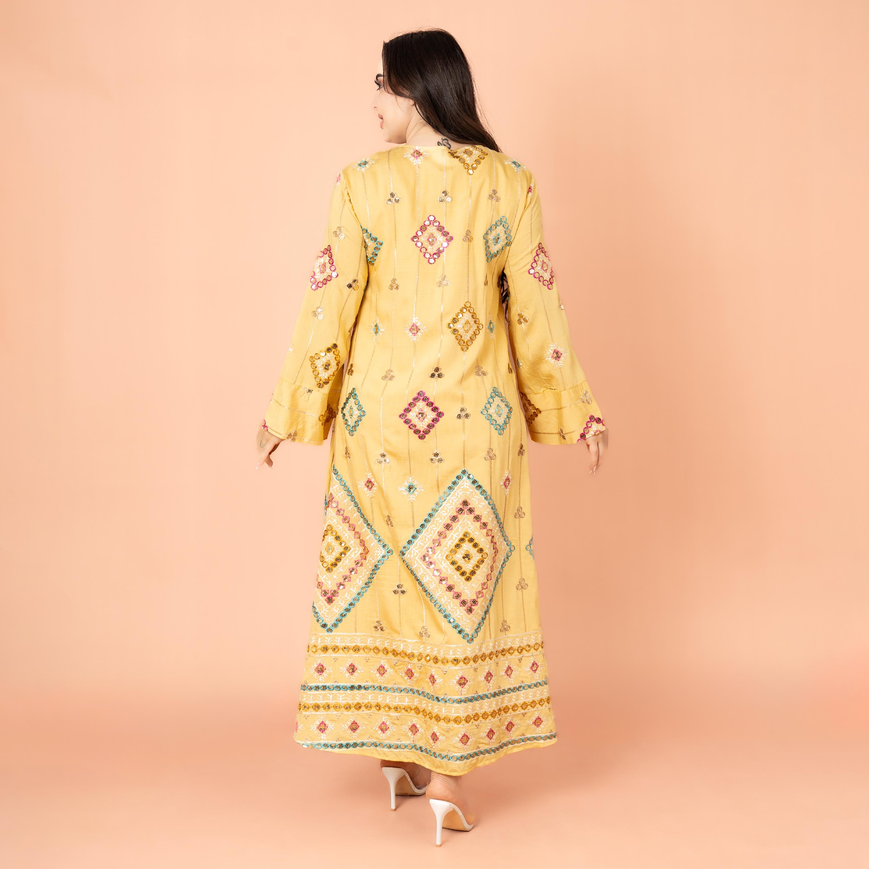 IKKXA جلابية نسائية مسائية مطرزة بالترتر الهندسي-women-arabicclothing-jalabiyas-image-14