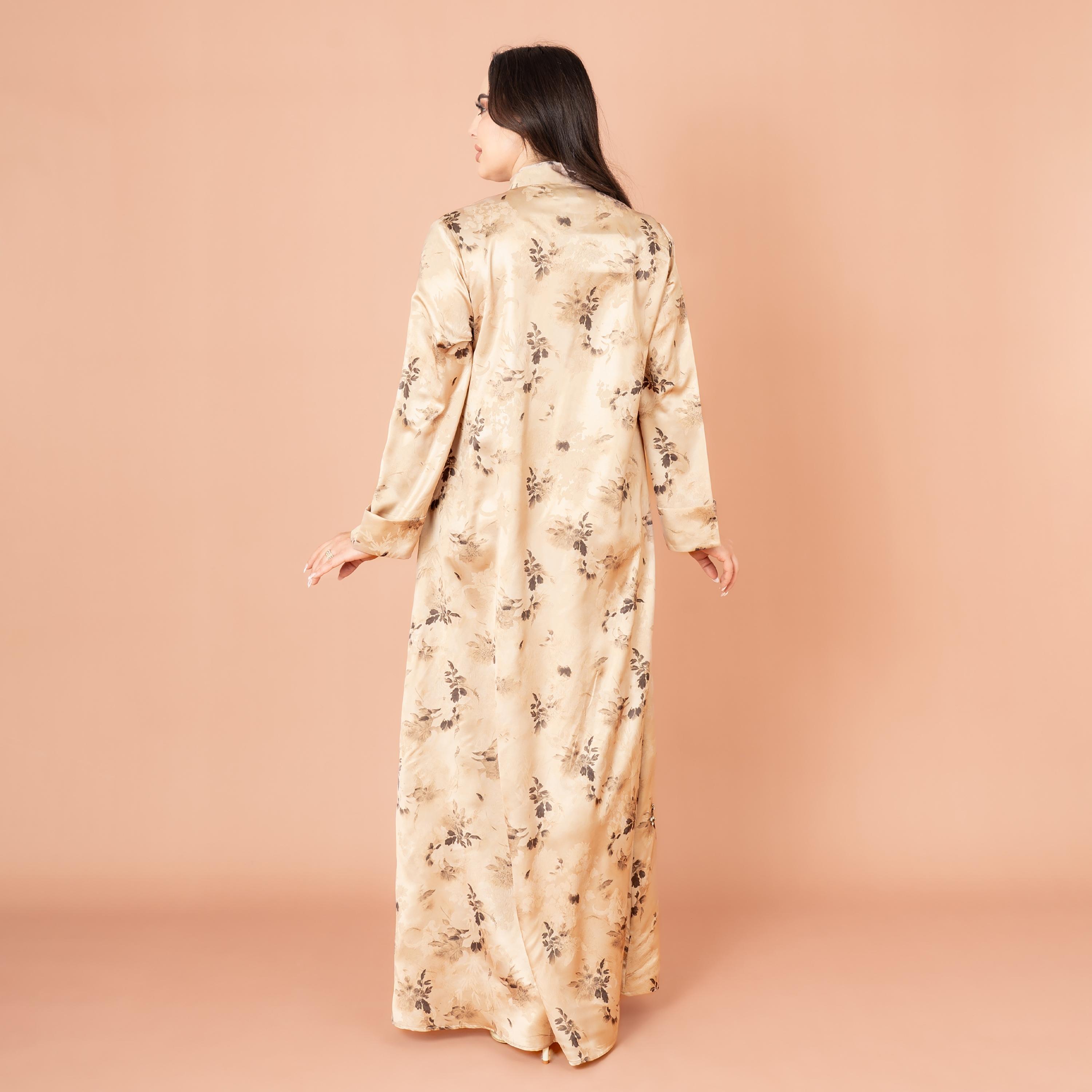 IKKXA Floral Print and Beaded Work Evening Women's Jalabiya-women-arabicclothing-jalabiyas-image-4