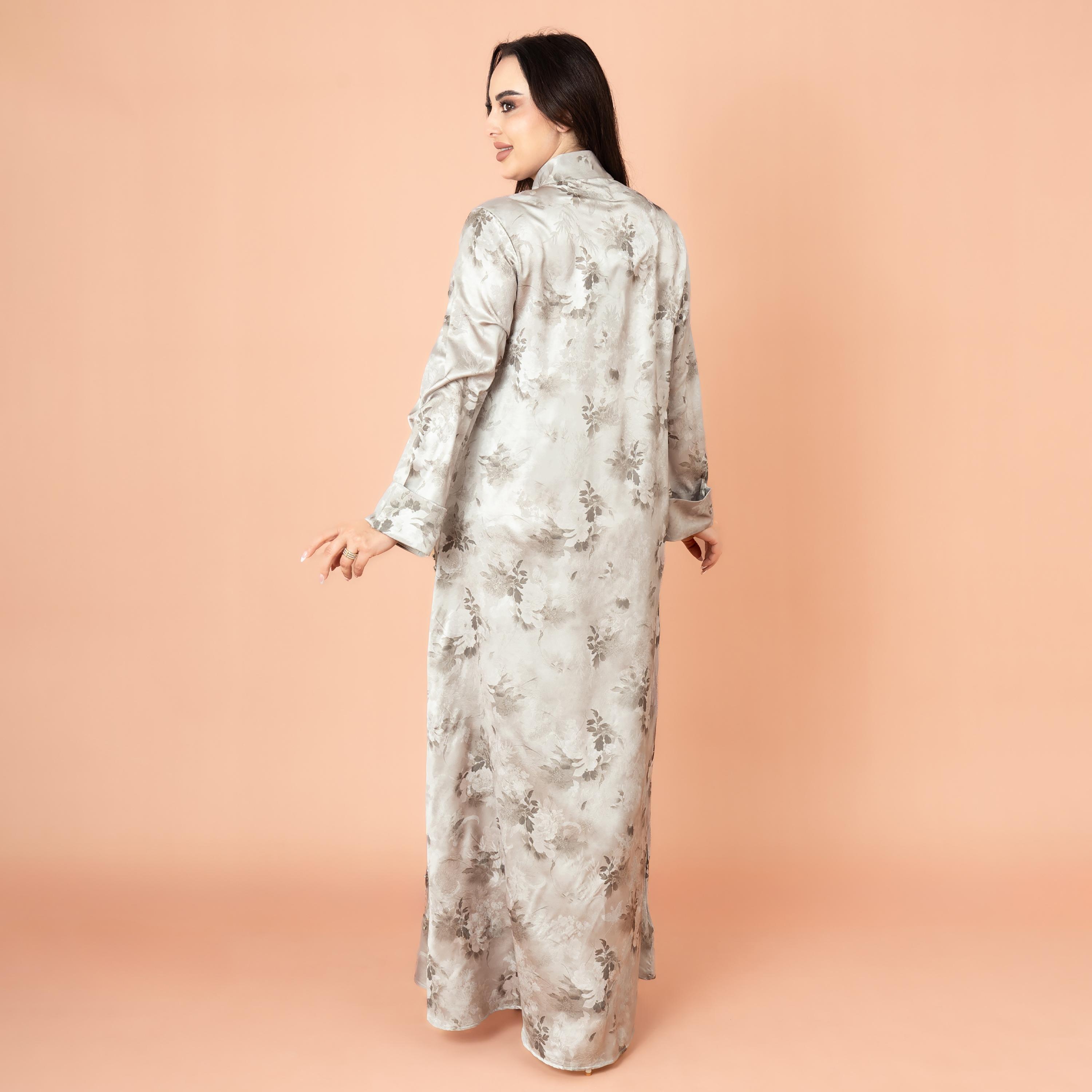 IKKXA Floral Print and Beaded Work Evening Women's Jalabiya-women-arabicclothing-jalabiyas-image-4