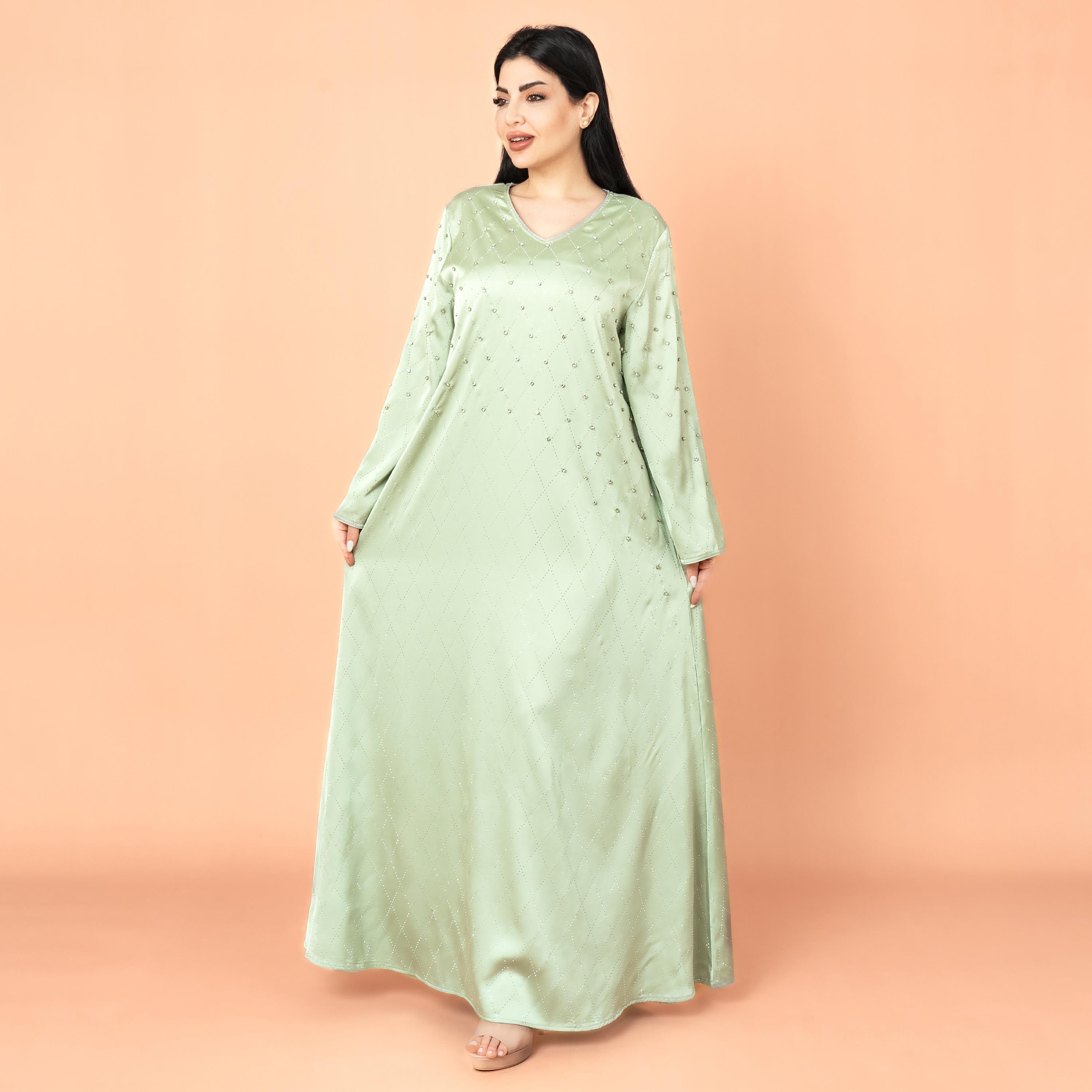 IKKXA Rhinestone and Geometric Evening Women's Jalabiya-women-arabicclothing-jalabiyas-image-1