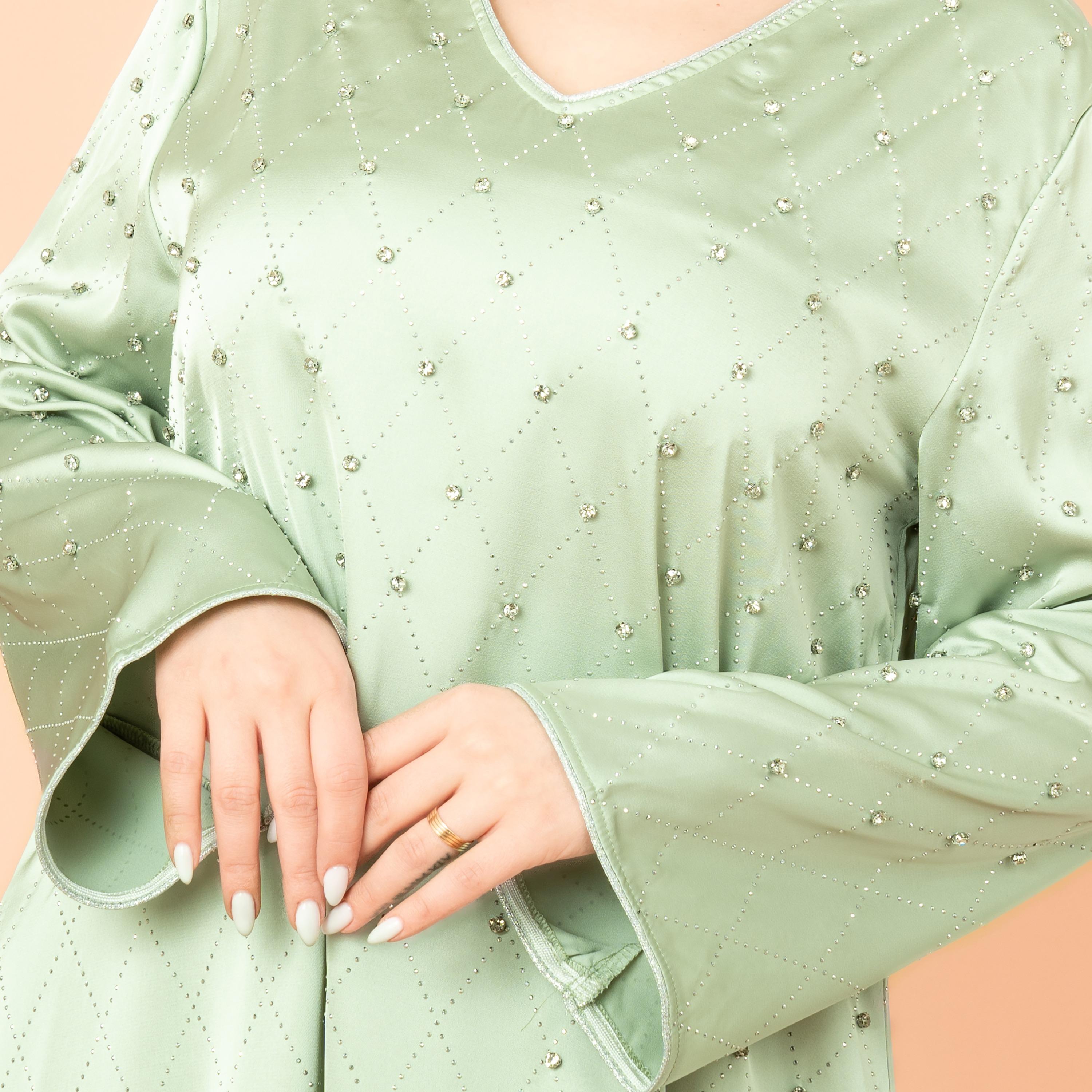 IKKXA Rhinestone and Geometric Evening Women's Jalabiya-women-arabicclothing-jalabiyas-image-2