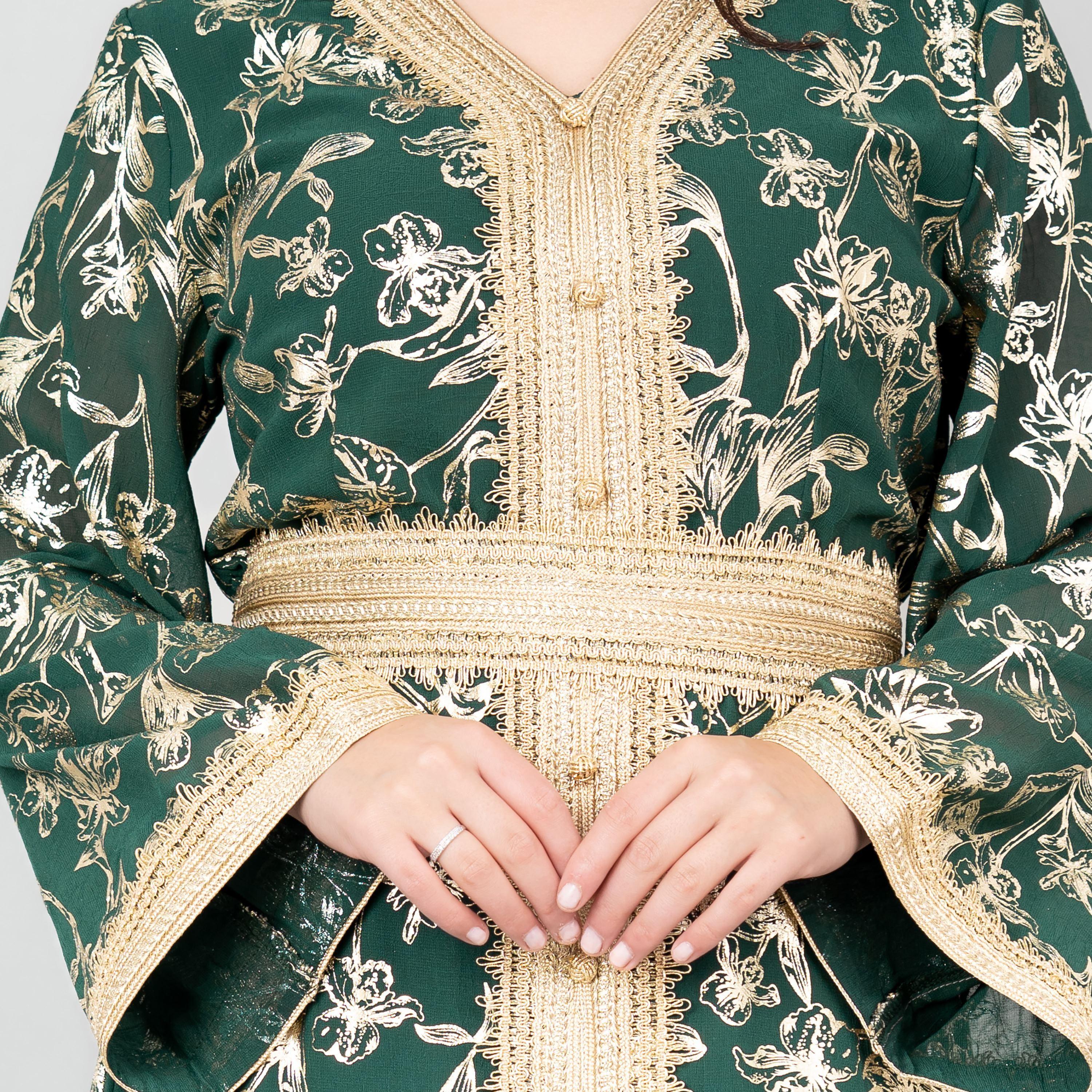 IKKXA Flared Sleeves Lace and Printed Women's Jalabiya-women-arabicclothing-jalabiyas-image-2