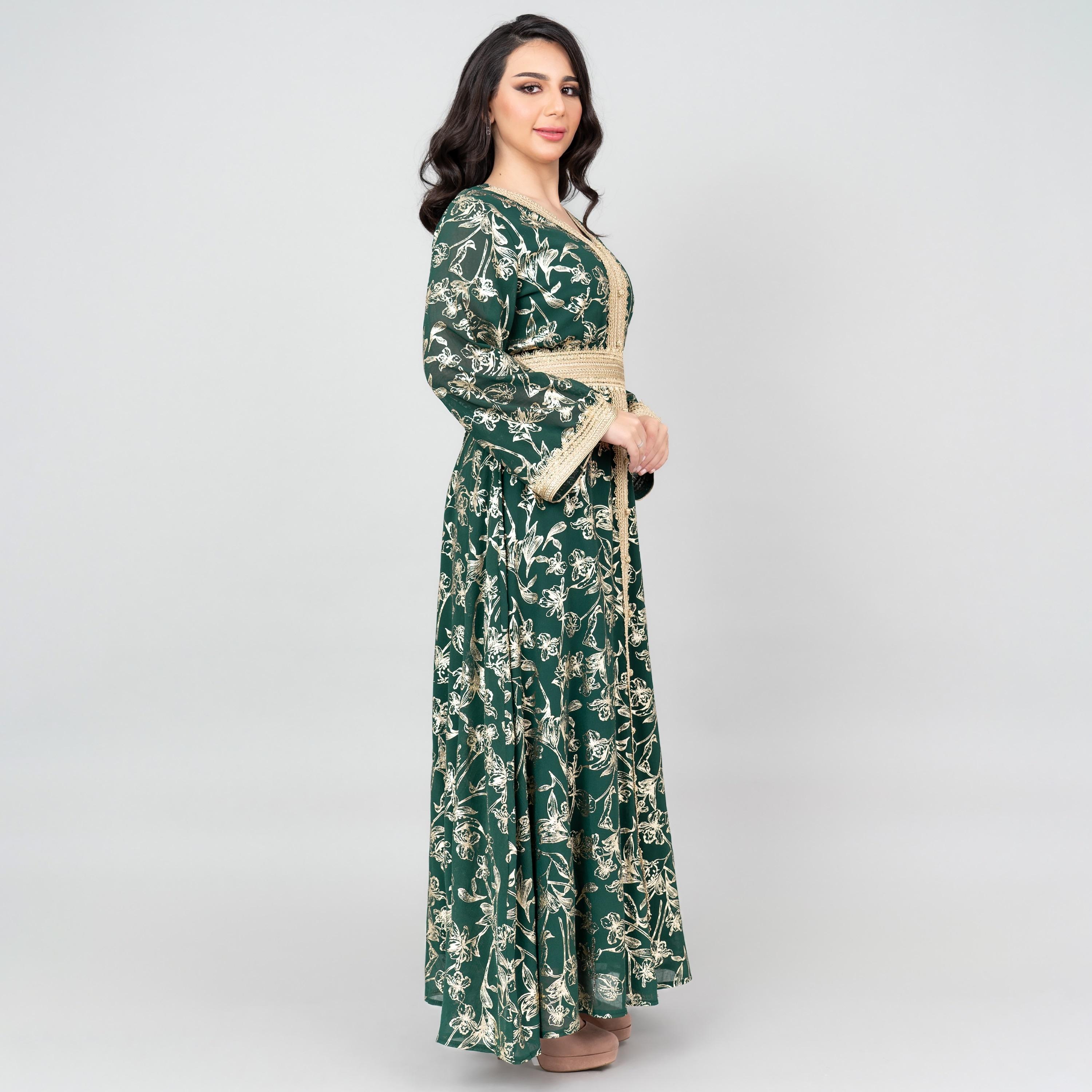 IKKXA Flared Sleeves Lace and Printed Women's Jalabiya-women-arabicclothing-jalabiyas-image-3
