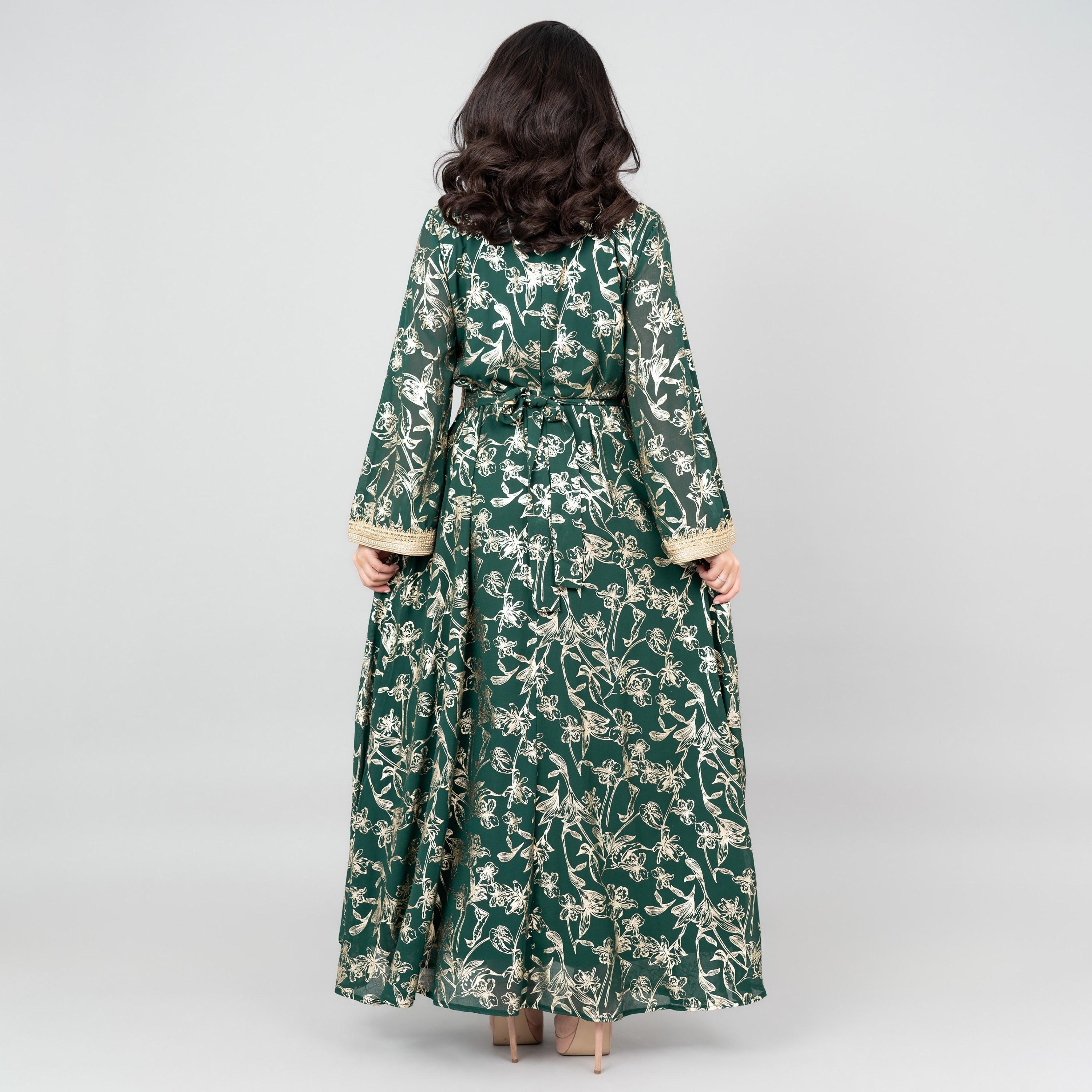 IKKXA Flared Sleeves Lace and Printed Women's Jalabiya-women-arabicclothing-jalabiyas-image-4
