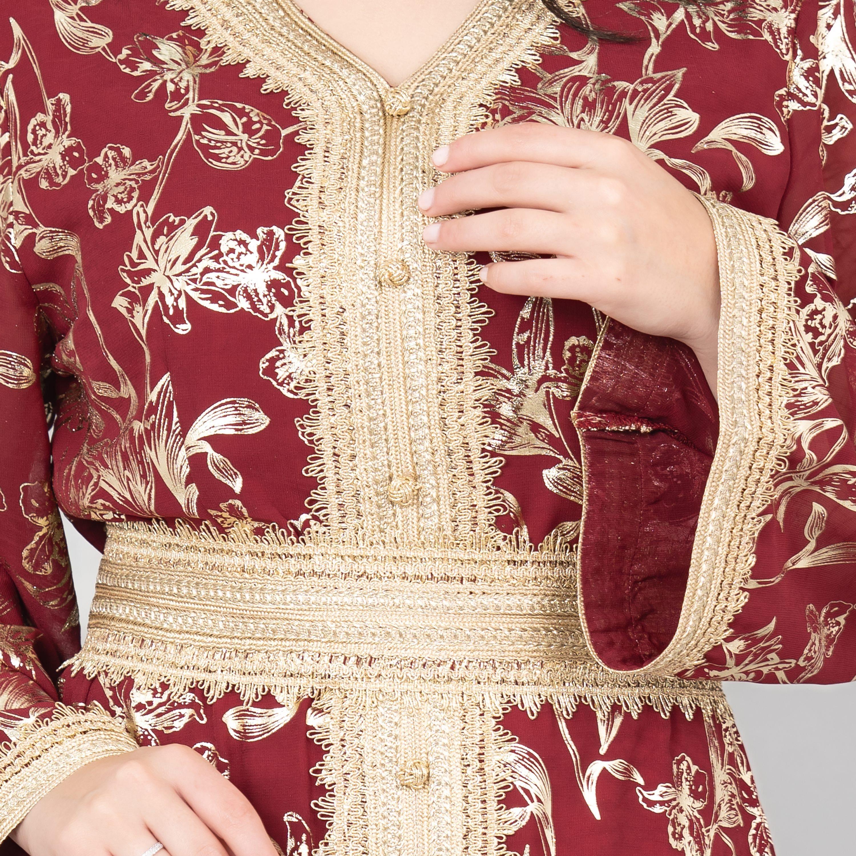 جلابية نسائية بأكمام واسعة من الدانتيل ومطبوعة من إككسا-women-arabicclothing-jalabiyas-image-2